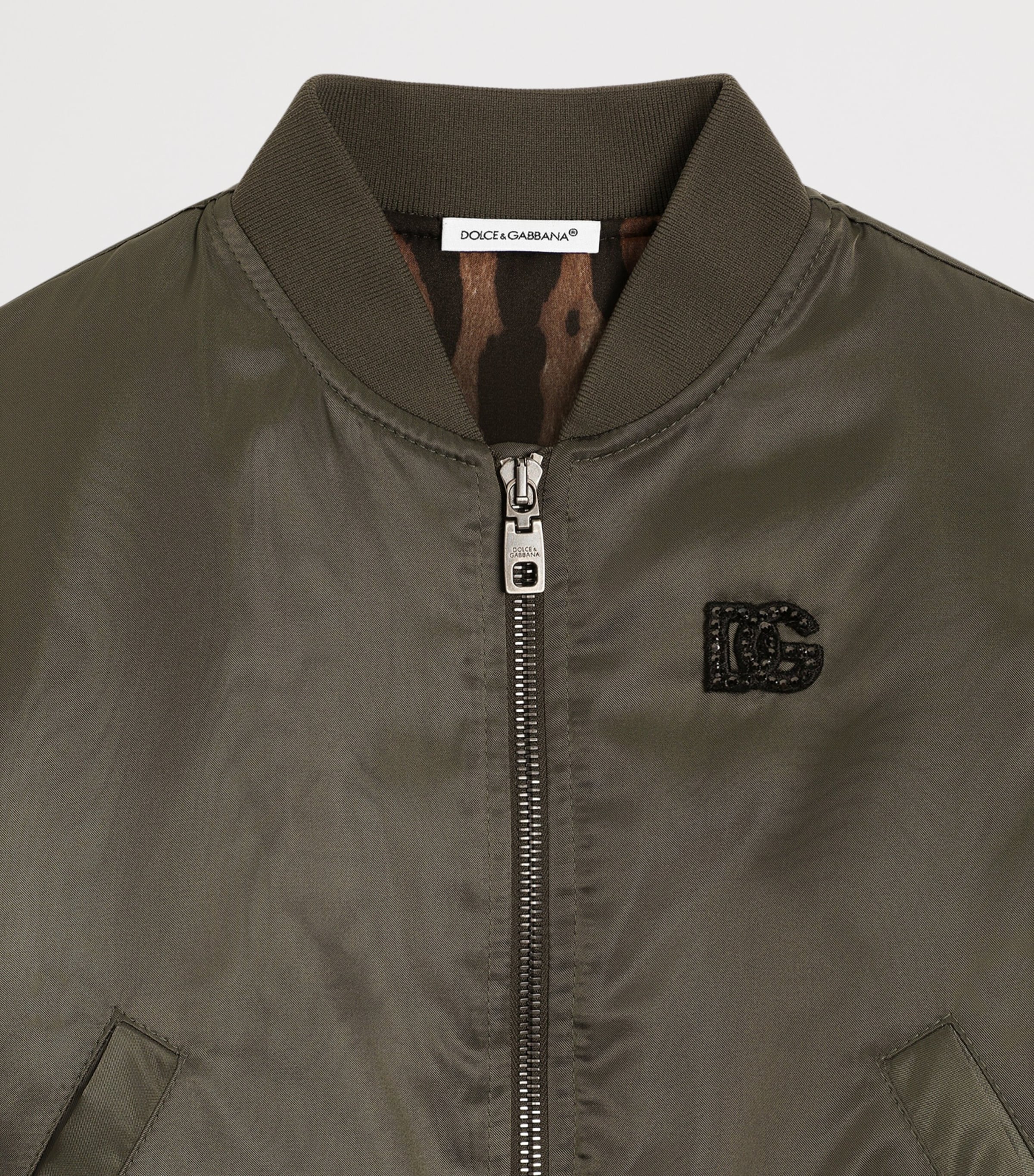 Dolce&Gabbana Kids Zip-Up Bomber Jacket (8-12+ Years) Grey Green Image 3