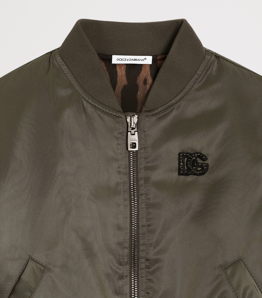 Dolce&Gabbana Kids Zip-Up Bomber Jacket (8-12+ Years) Grey Green Image 3