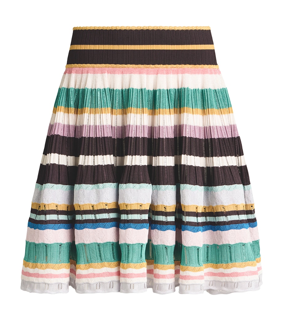 Alaïa Womens Knitted Stripe Mini Skirt Multicolored Image 1
