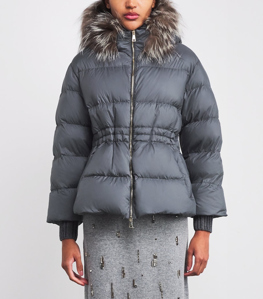 Fox Fur-Trim Puffer Jacket 8198 FUMO Image 3