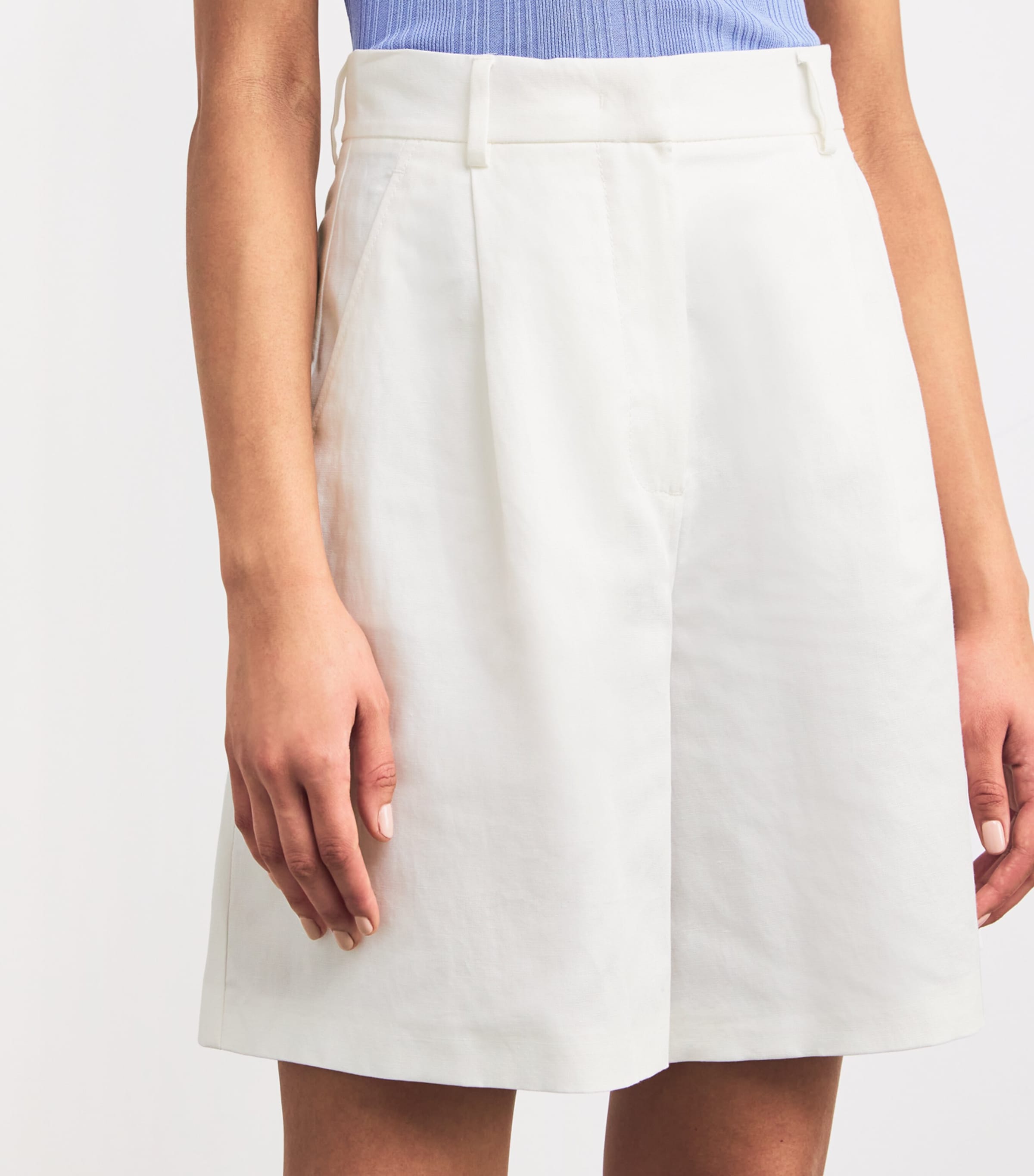 Cotton-Linen Shorts WHITE Image 6