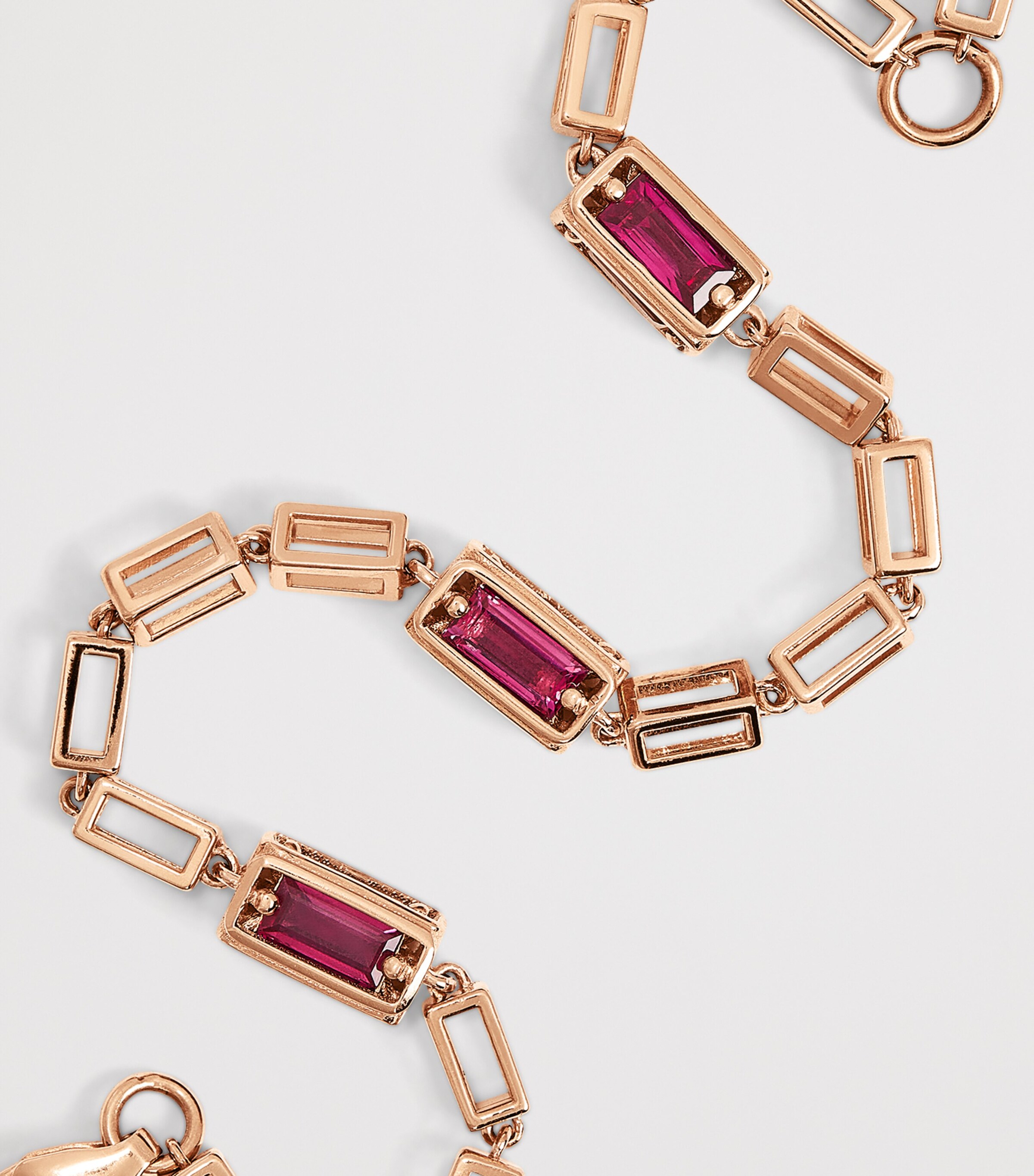 Rose Gold and Ruby Block Chain Bracelet 18K RG/R Image 4