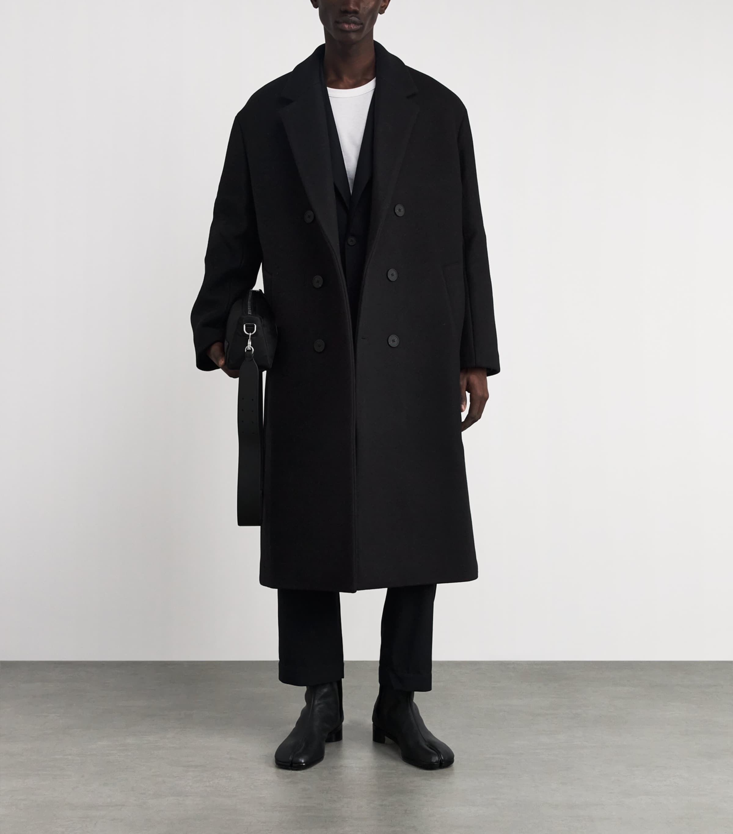 Wool-Blend Double-Breasted Diall Overcoat BLACK Image 2