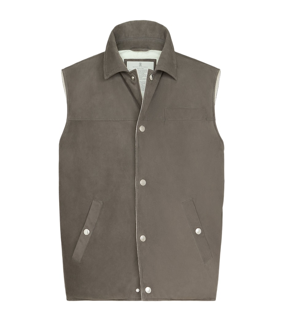Brunello Cucinelli Mens Down Leather Gilet Image 1