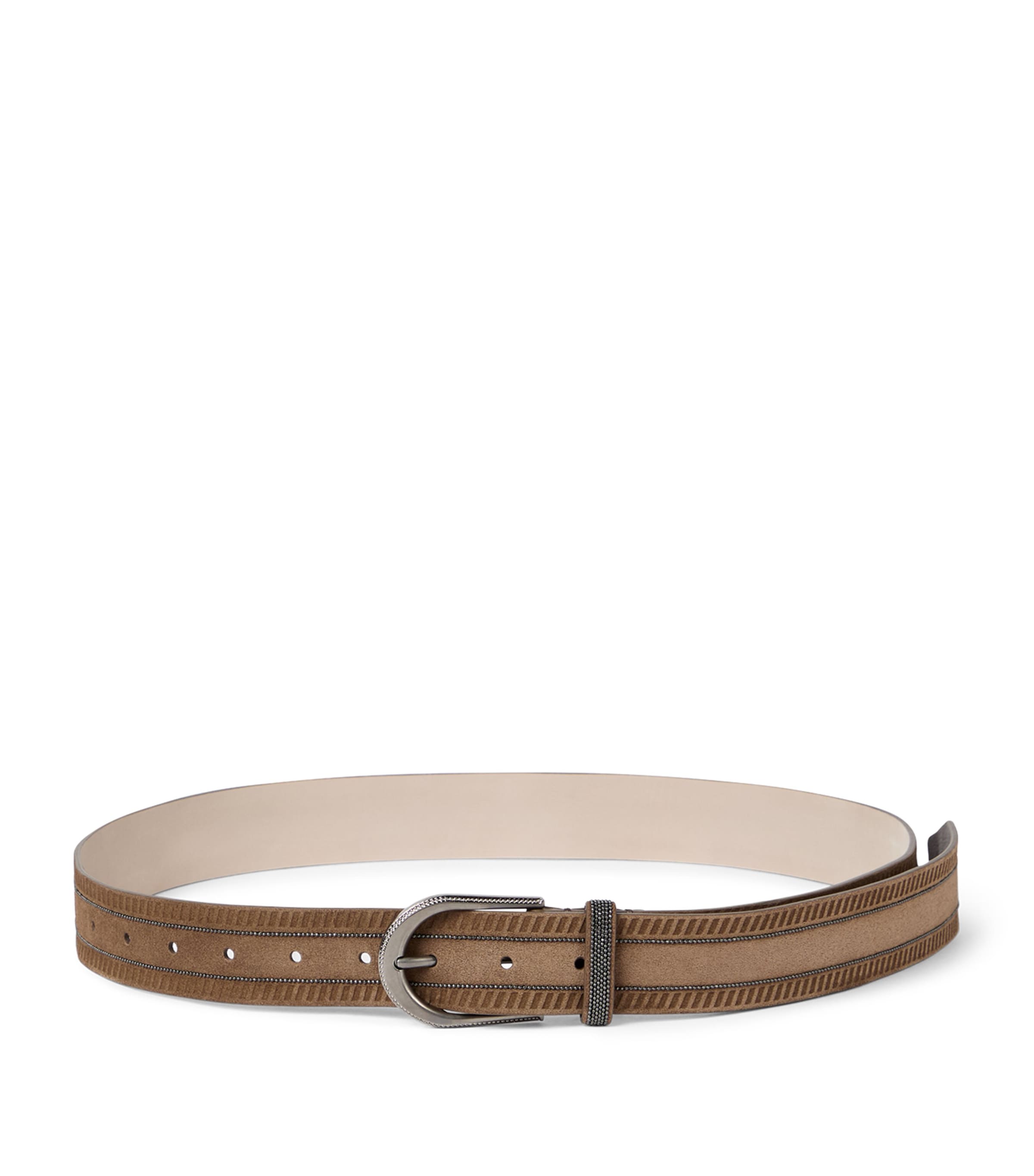 Brunello Cucinelli Suede Textured Belt In Brown