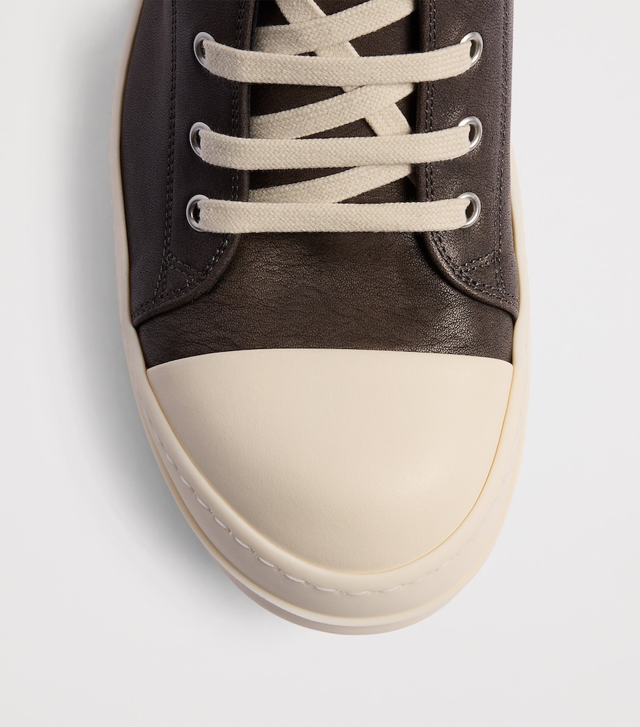 Rick Owens Leather Classic Low-Top Sneakers Whd Blk/mlk/mlk Image 6