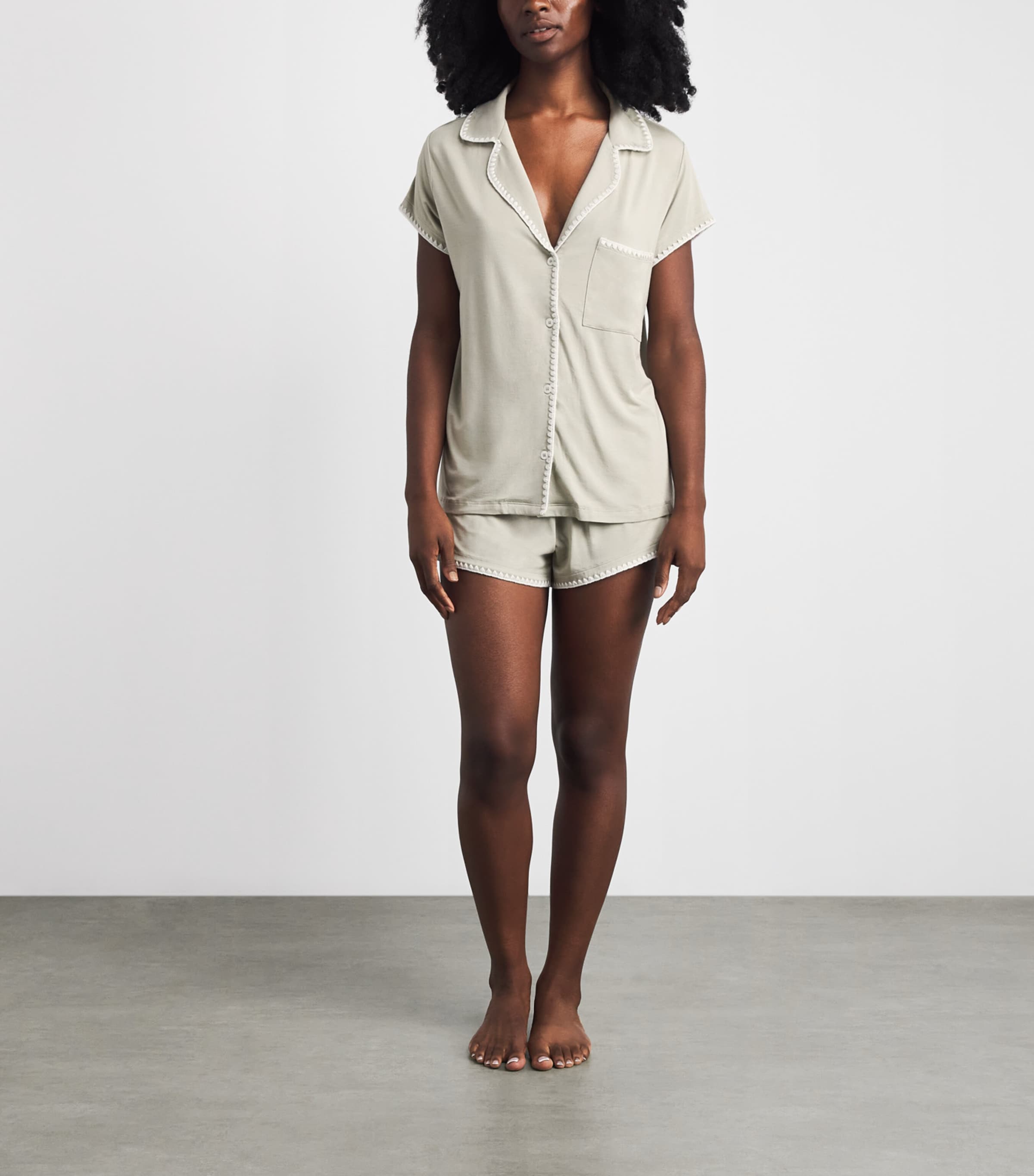 Eberjey Womens Frida Short Pyjama Set Sandstone/ivory Image 2