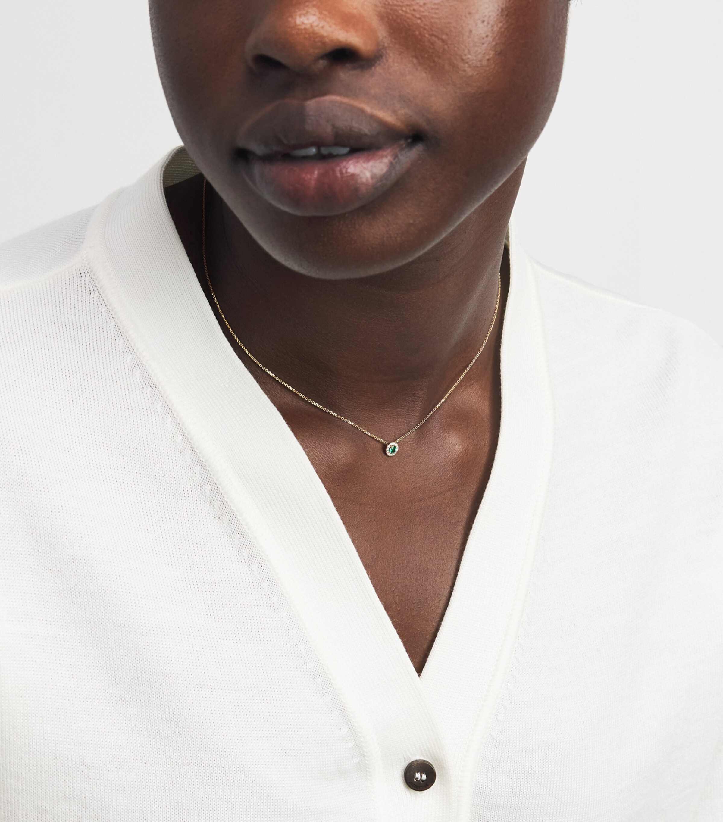 Yellow Gold, Diamond and Emerald Bold Necklace 18K YG/EMER Image 2