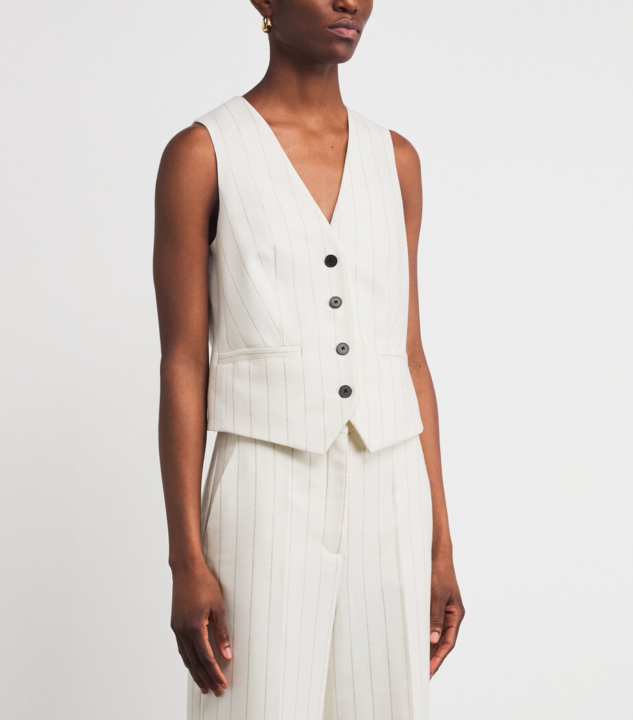 Metallic Pinstripe Waistcoat IVORY/GOLD Image 3