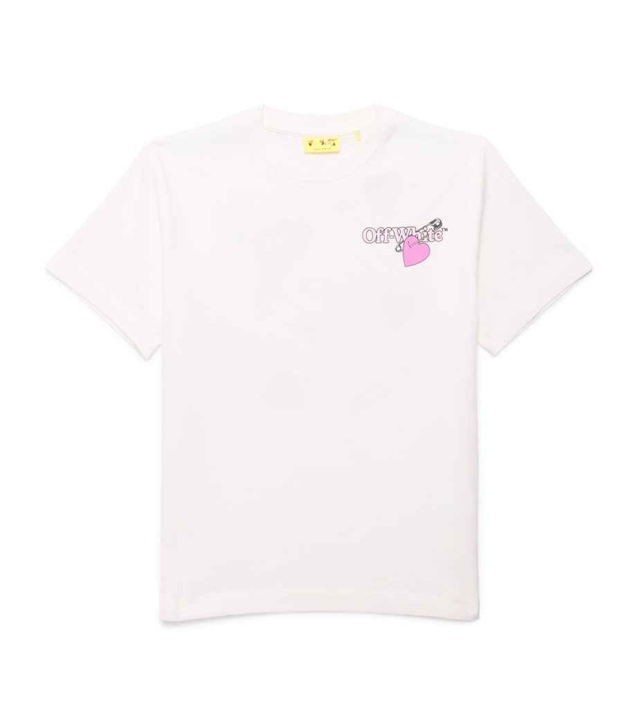 Cotton Diagonal Arrow and Heart T-Shirt (4-12+ Years) 0132WHITE-FUCHSIA Image 1