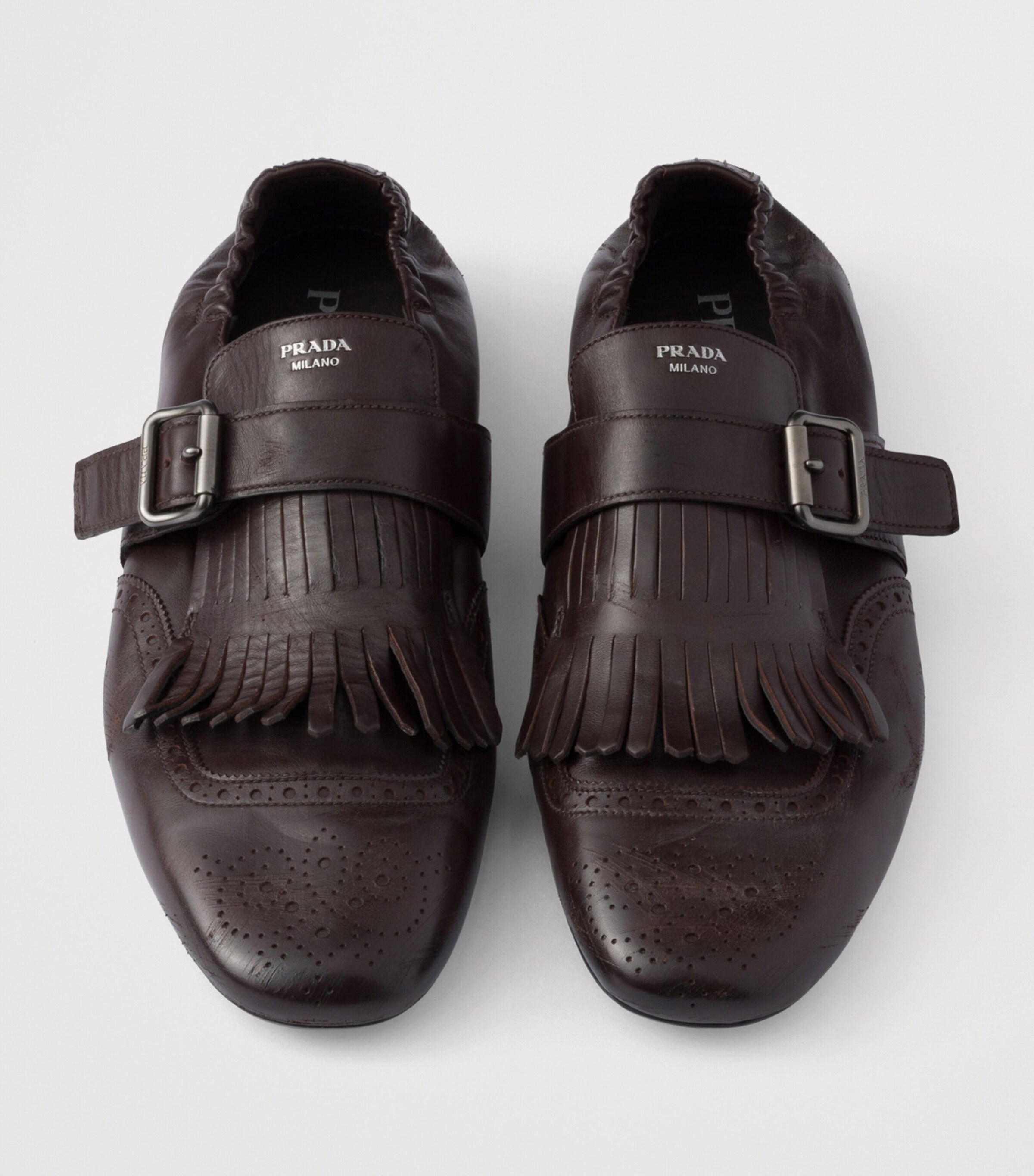 Calf Leather Fringed Monk-Strap Shoes F0003 Image 4