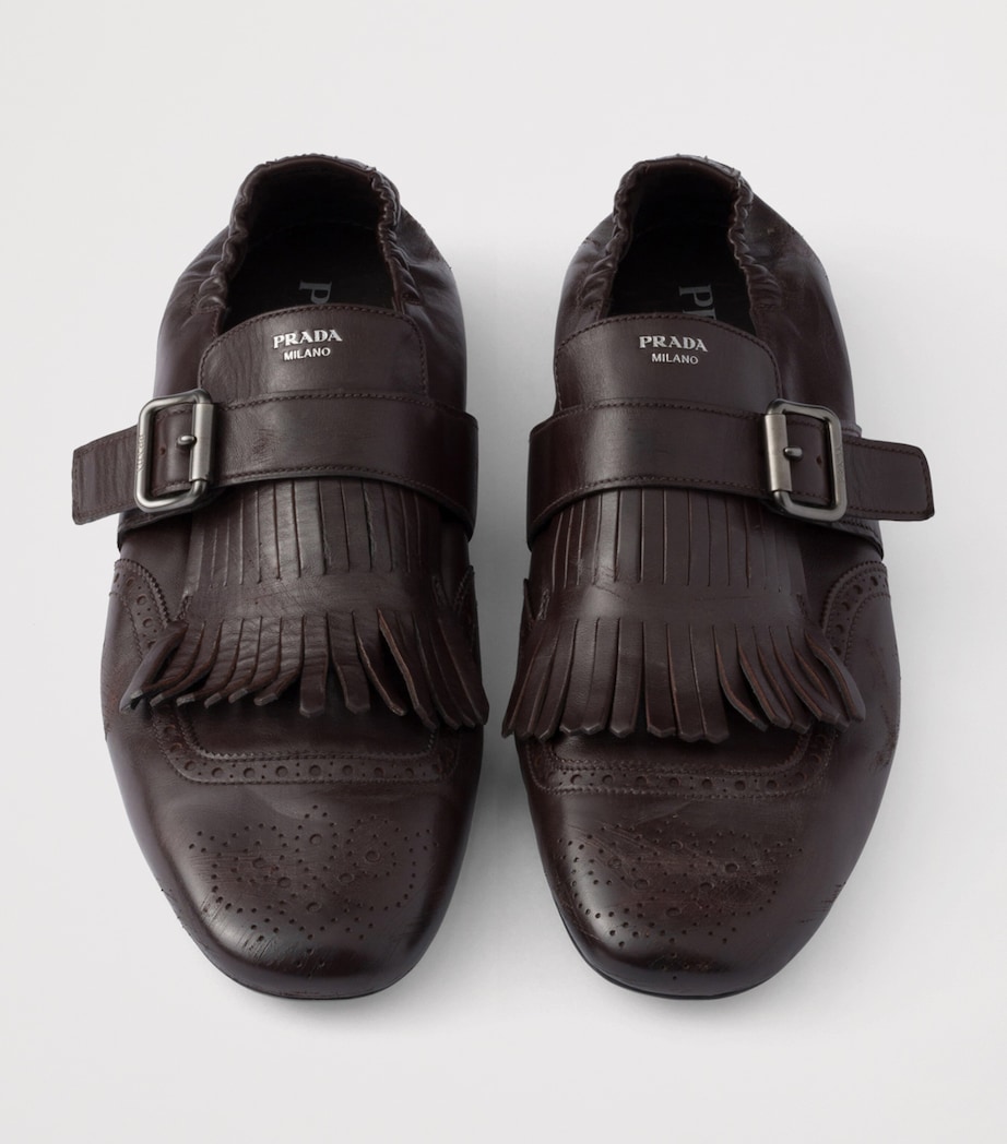 Calf Leather Fringed Monk-Strap Shoes F0003 Image 4