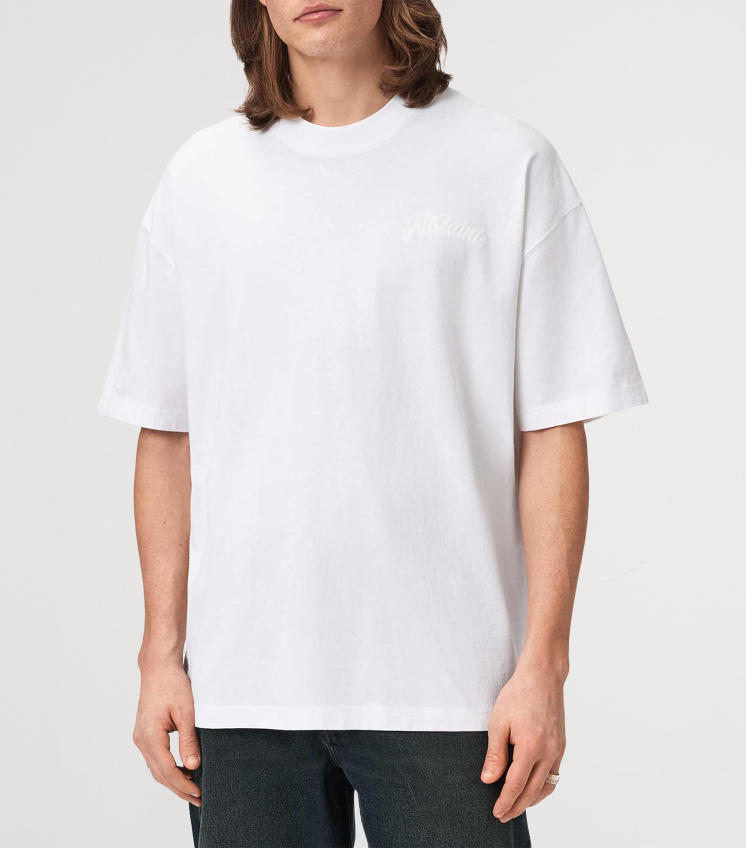 AllSaints Mens Oversized Organic Cotton Odyssey T-Shirt Optic White Image 3
