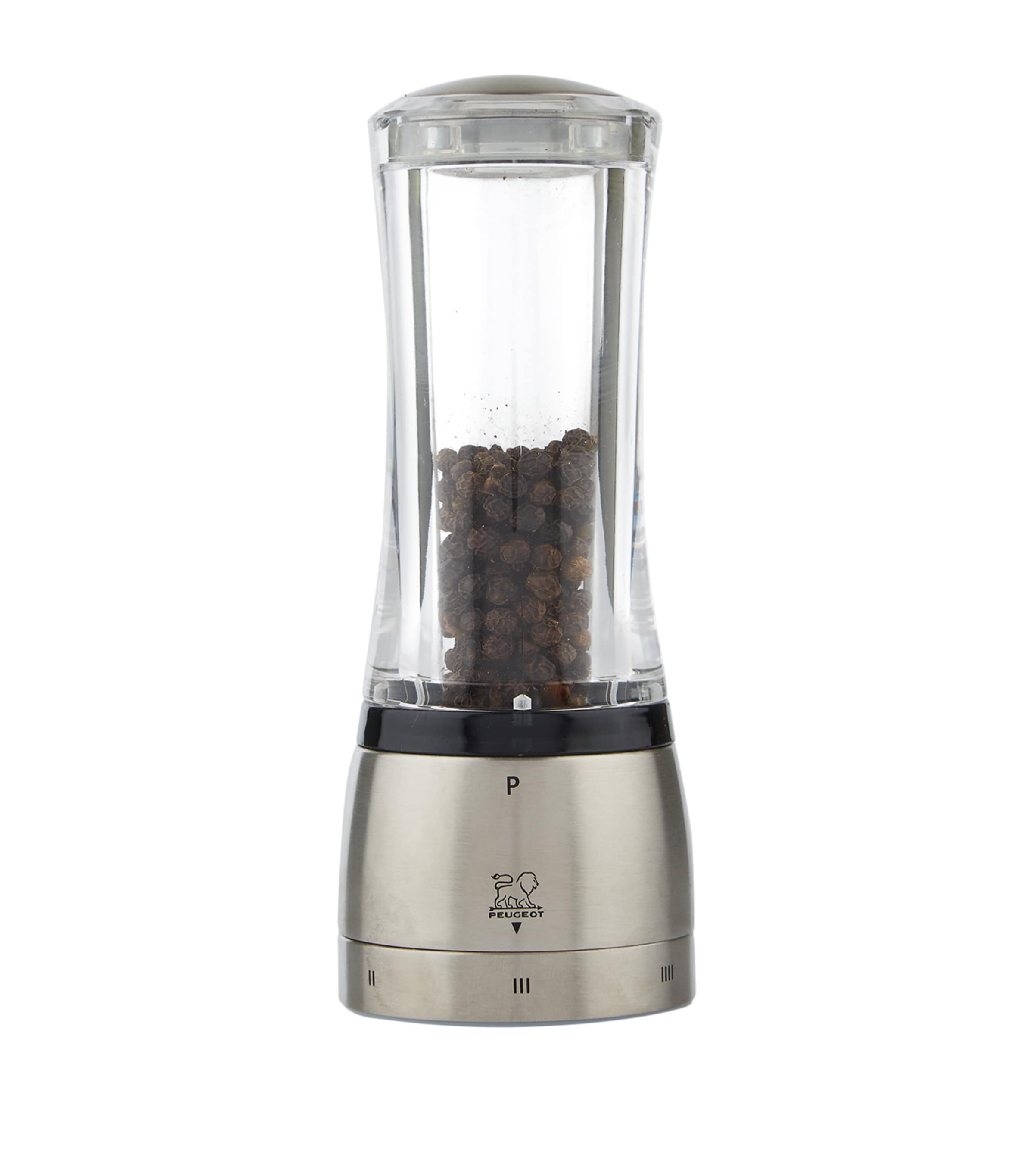 Peugeot Stainless Steel And Acrylic Daman U'select Pepper Mill In Metallic