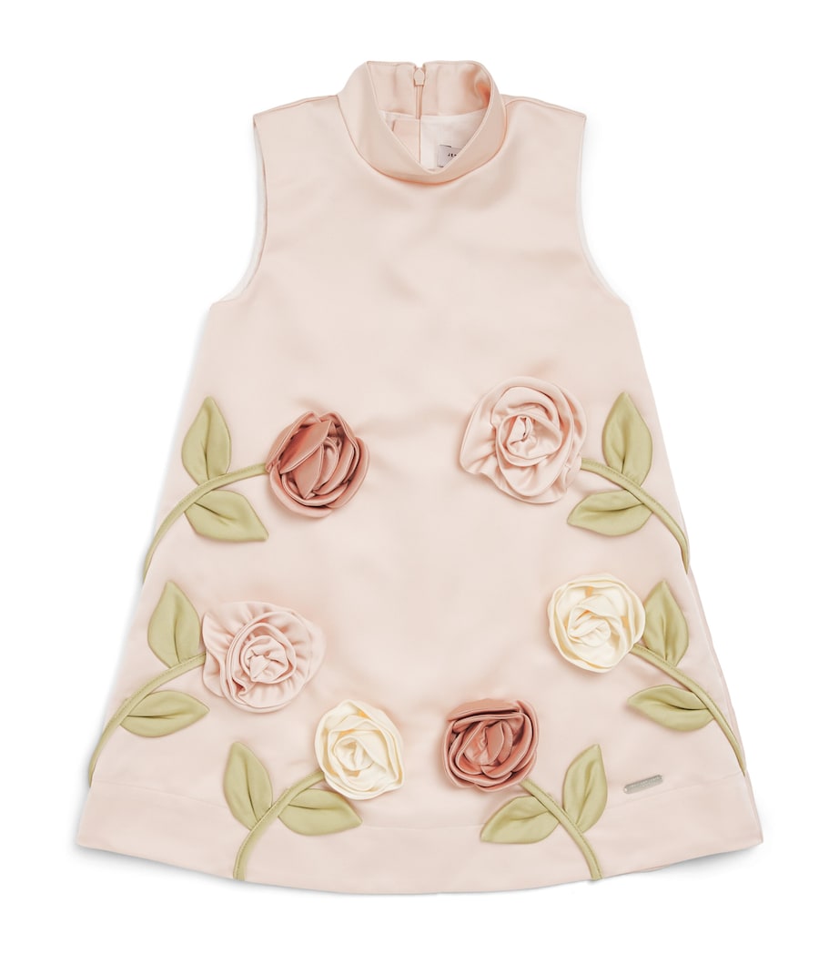 JESSIE AND JAMES Embellished My Rose Dress (3-14 Years) Pink Satin Image 1