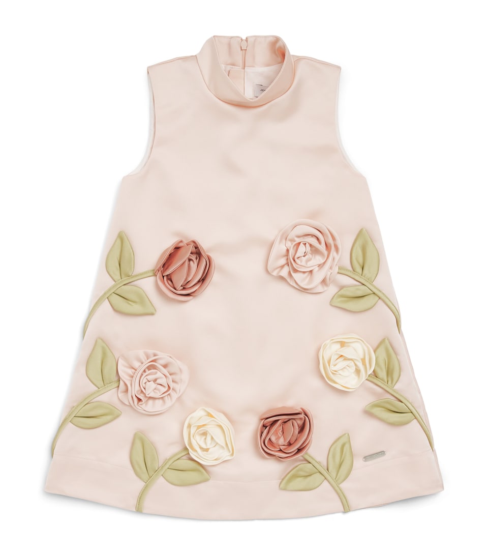 JESSIE AND JAMES Embellished My Rose Dress (3-14 Years) Pink Satin