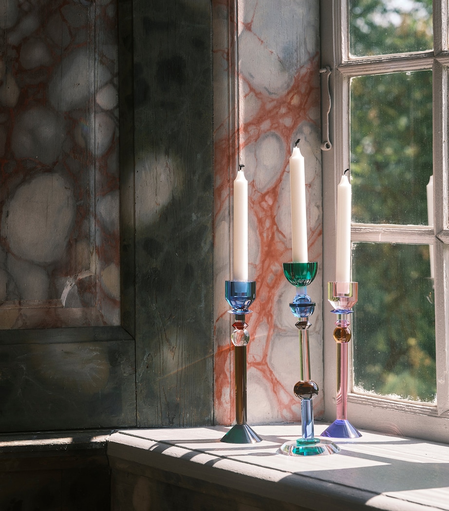 Reflections Copenhagen Crystal Rosalin Candle Holder (25cm) Rose, Cobalt & Pink Image 2