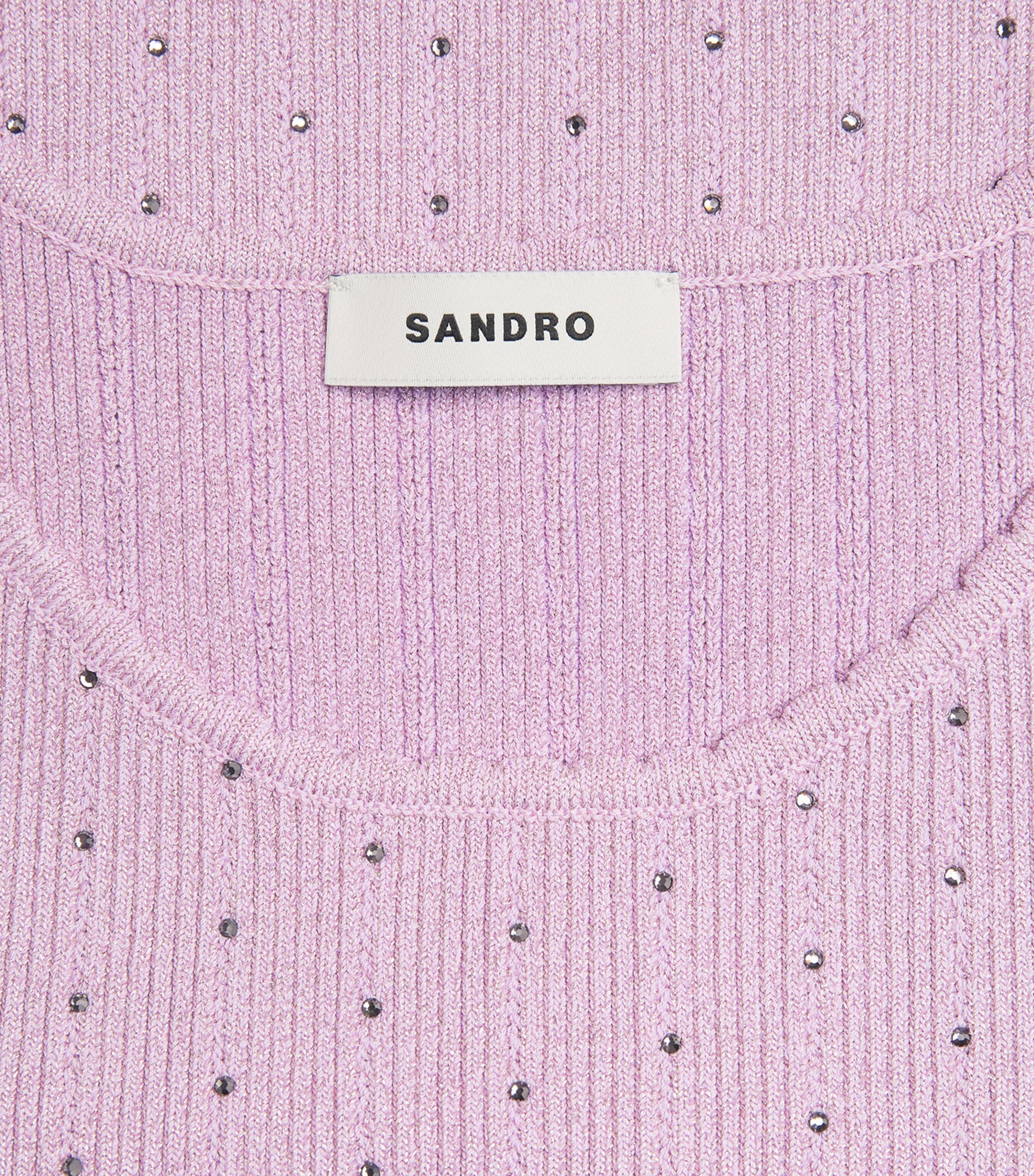 Sandro Paris Womens Embellished-Knit Tank Top Mauve Image 6
