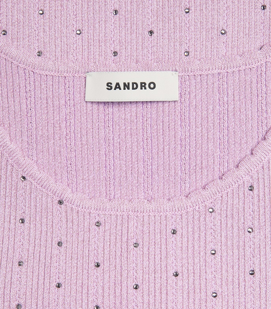 Sandro Paris Womens Embellished-Knit Tank Top Mauve Image 6