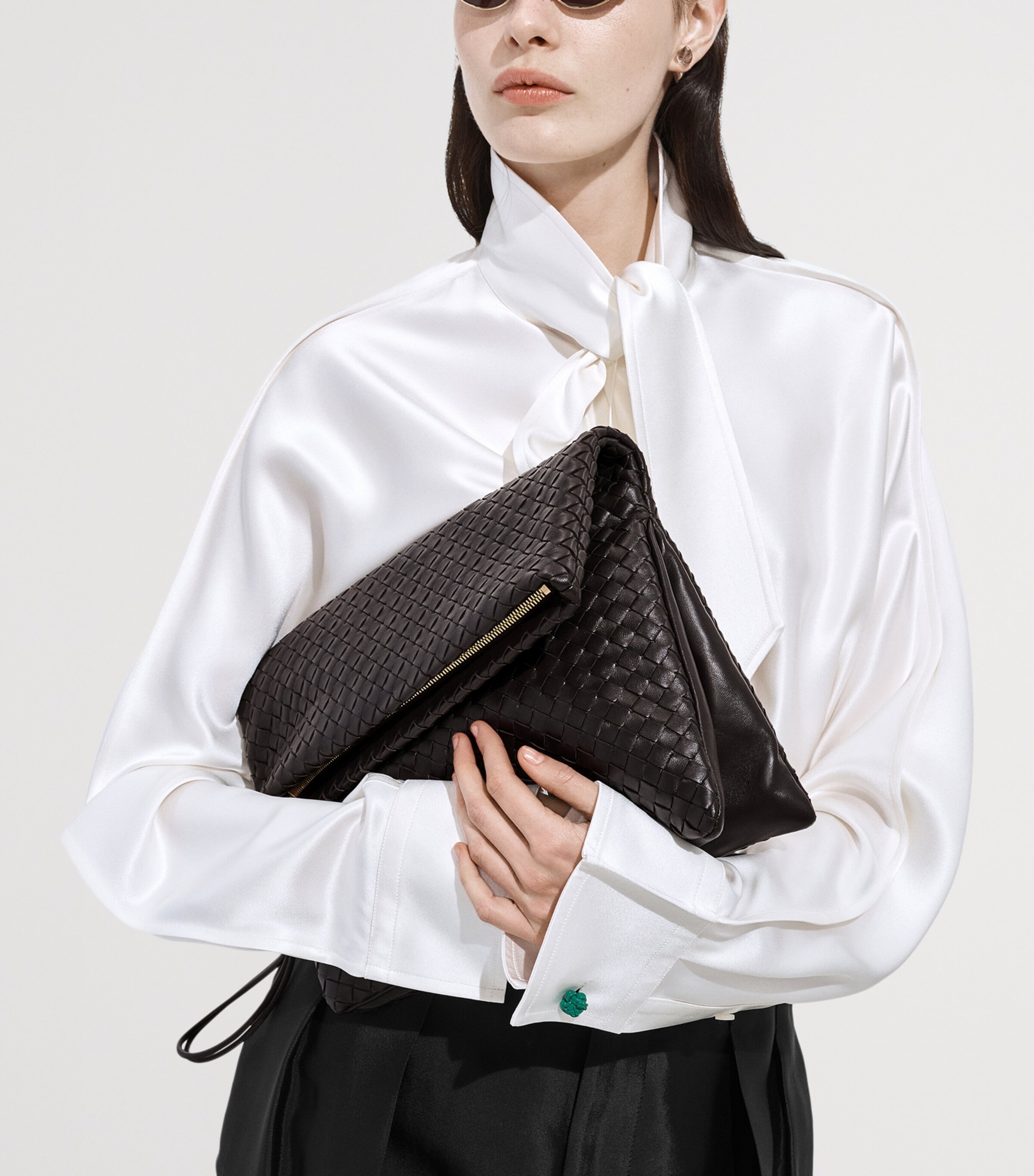 Bottega Veneta Brown Leather Giornale Pouch | Harrods US