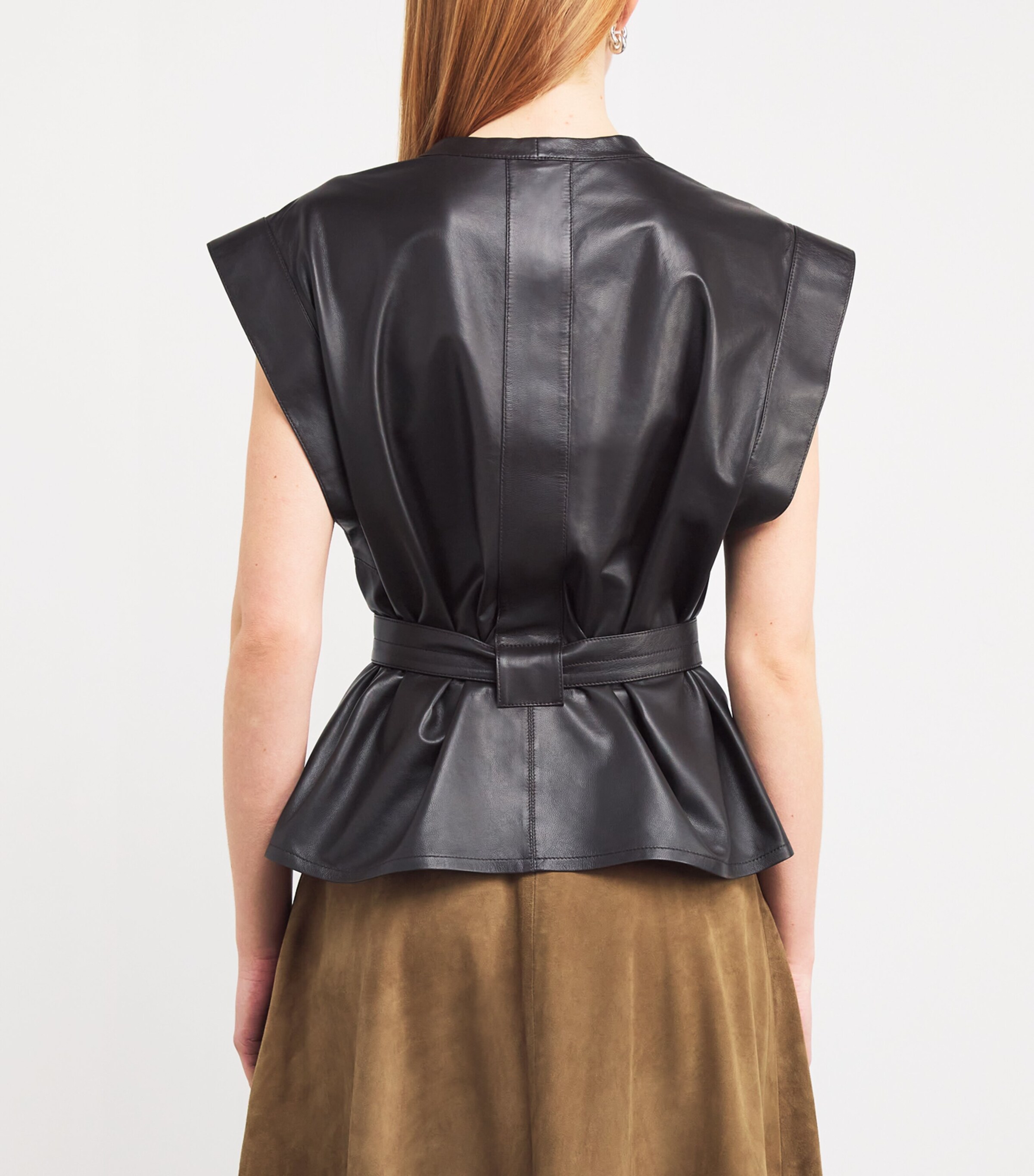 Lemaire Womens Leather Belted Top Dark Chocolate Image 4