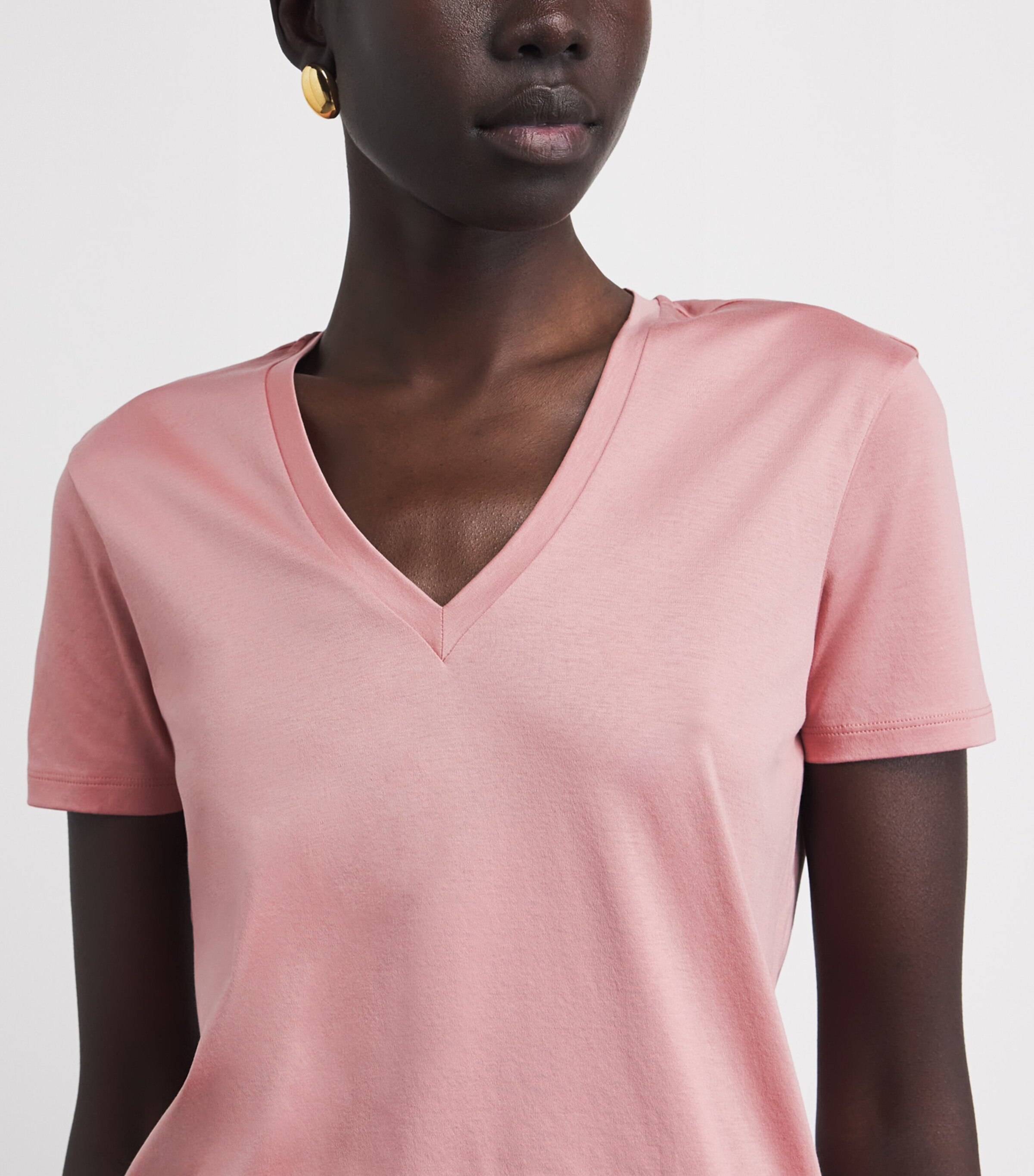 Joseph Womens Organic Cotton V-Neck Blanca T-Shirt Musk Image 3