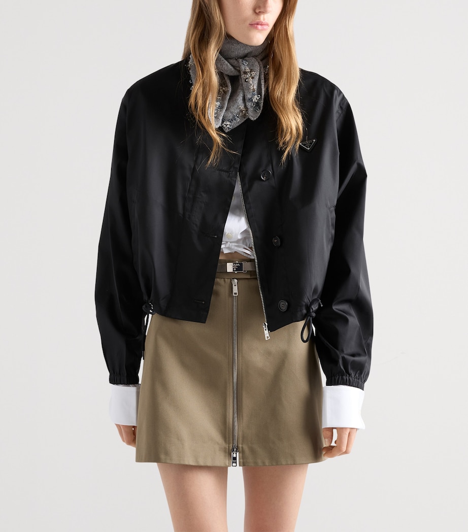Prada Womens Chino Zip-Up Mini Skirt Grey Image 3