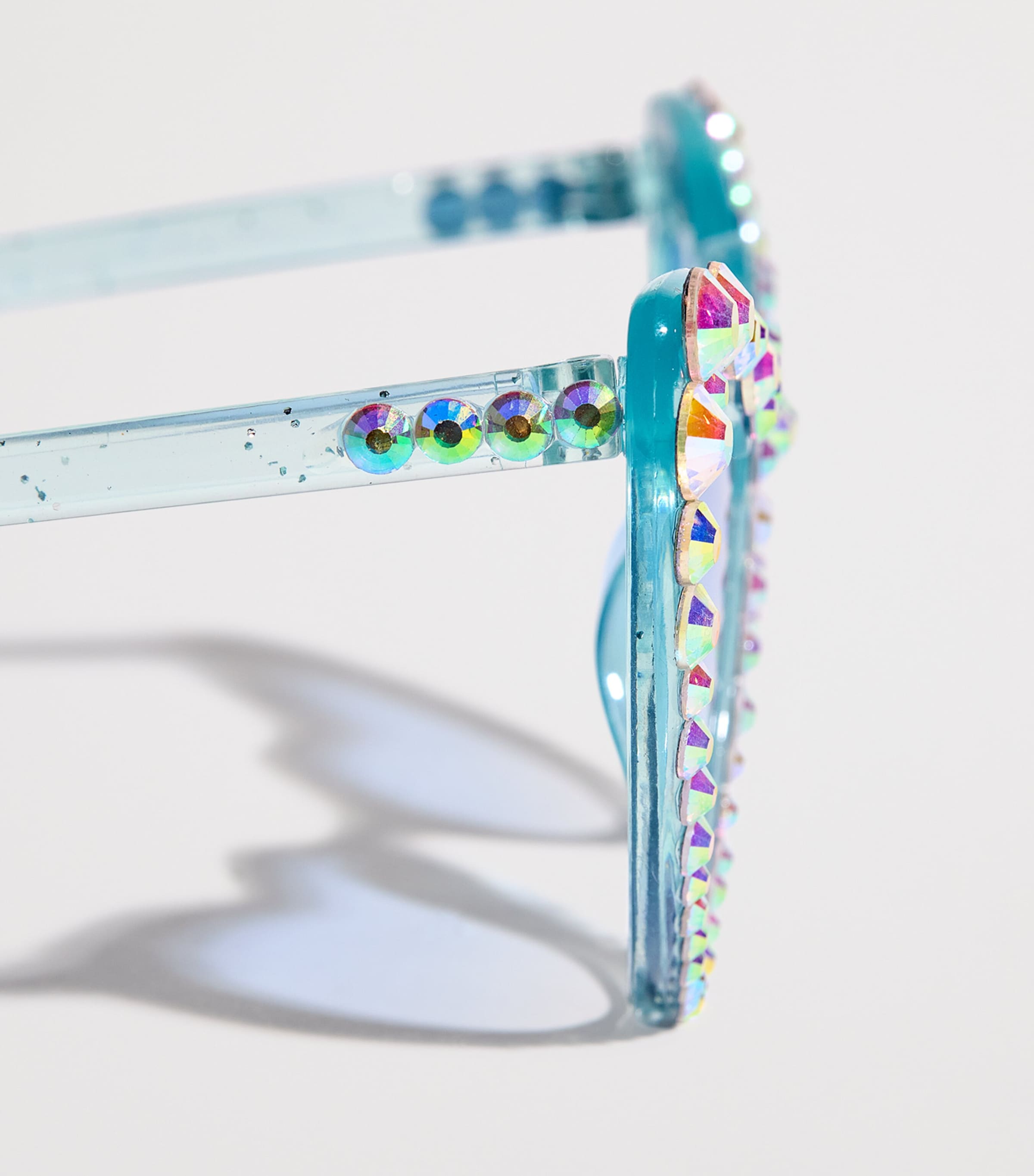 MARLO Embellished Luna Heart Sunglasses Sky Blue Image 4
