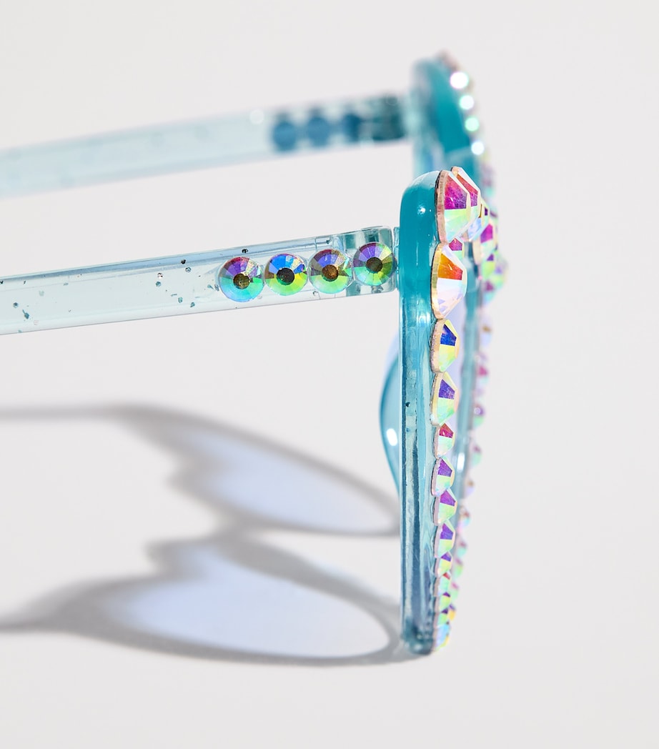 MARLO Embellished Luna Heart Sunglasses Sky Blue Image 4