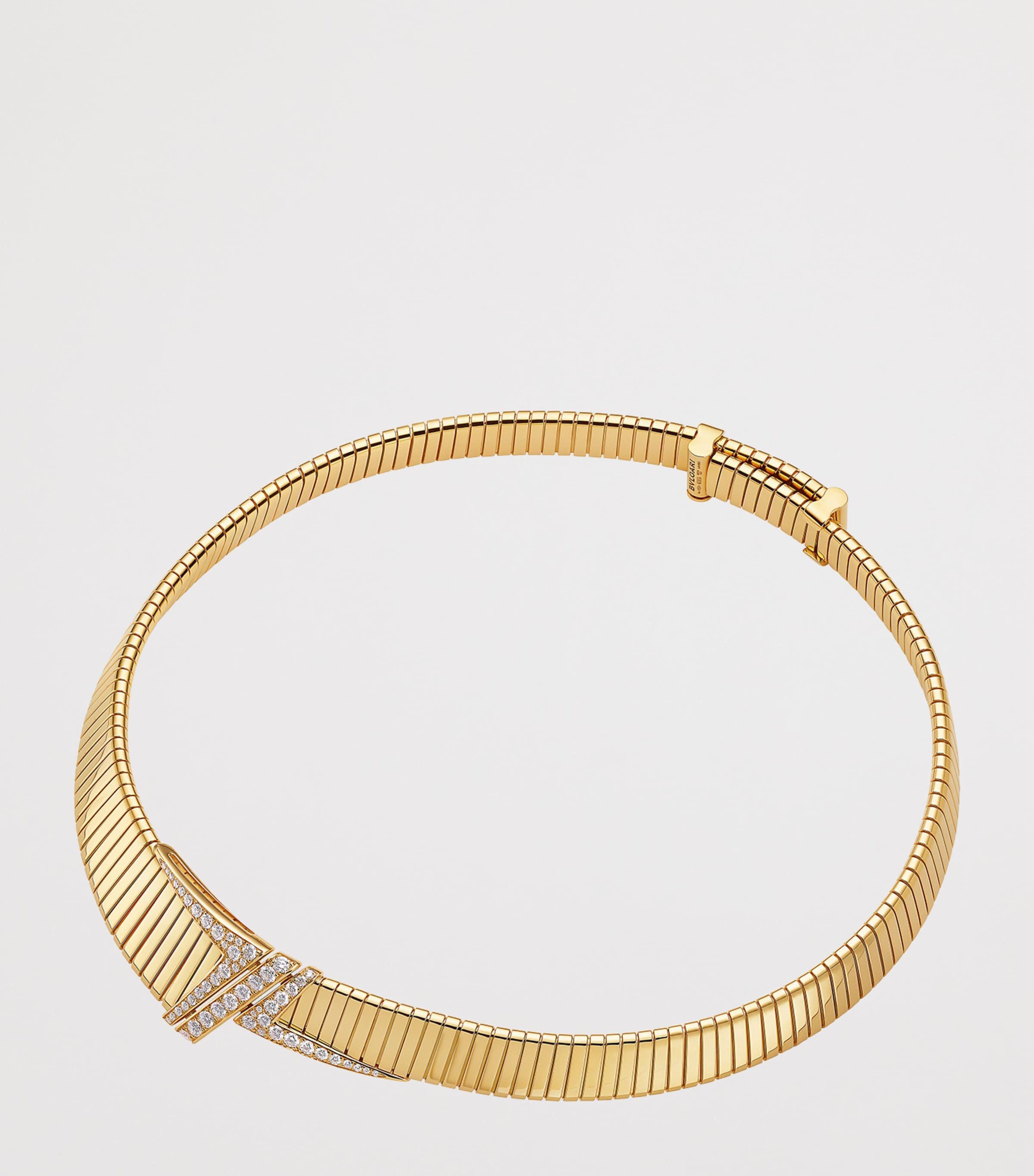 Bvlgari Yellow Gold and Diamond Tubogas Necklace Yellow Gold Image 2