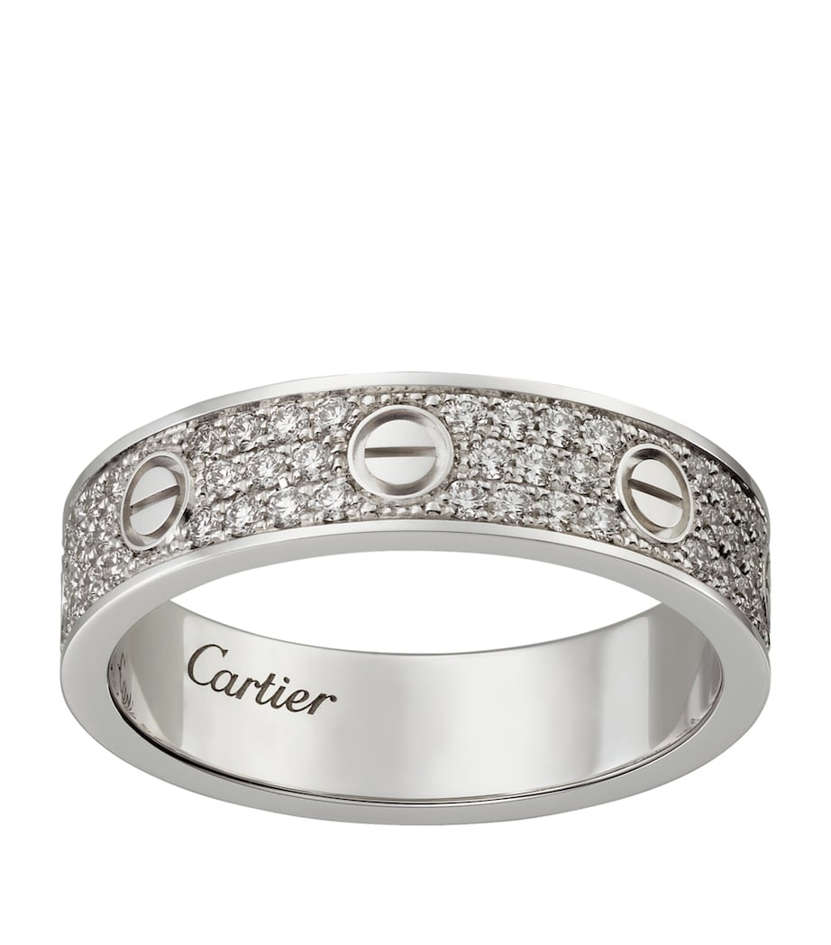 White Gold and Diamond-Paved LOVE Wedding Band MULTI Image 1