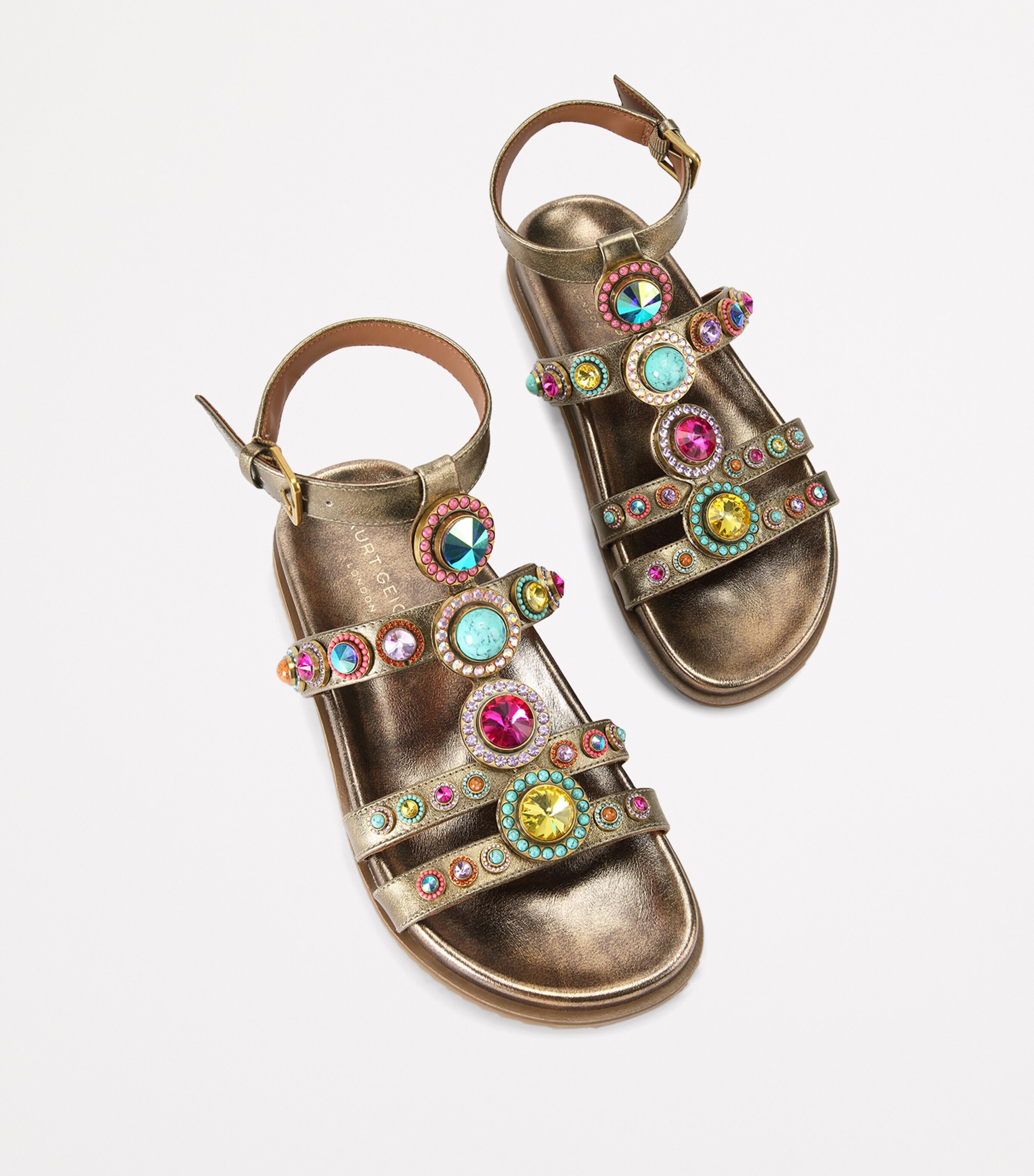 Kurt Geiger London Leather Octavia Flexi Gladiator Sandals Bronze Com Image 4