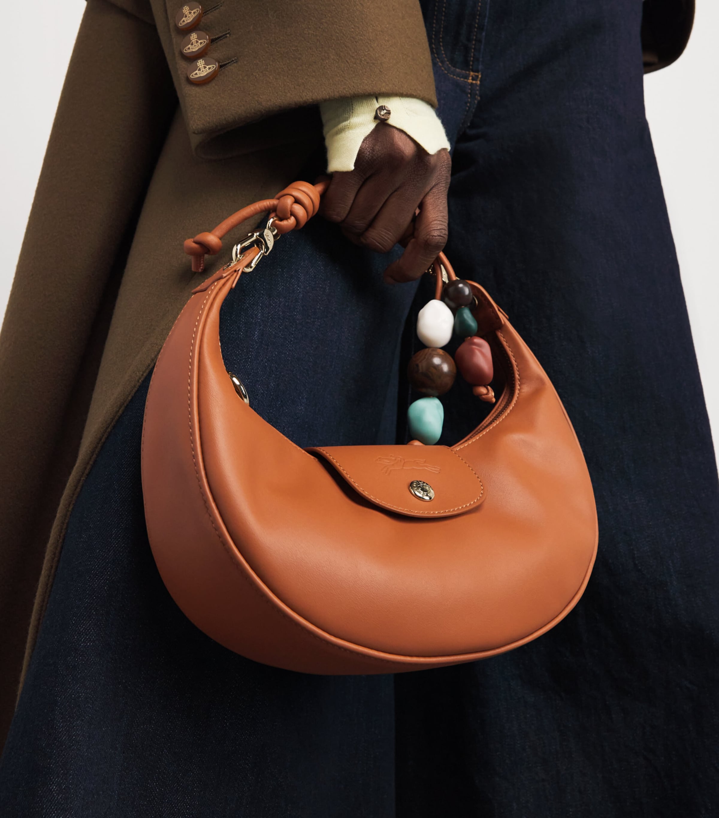 Longchamp Medium Leather Le Pliage Xtra Shoulder Bag Cashew Image 5