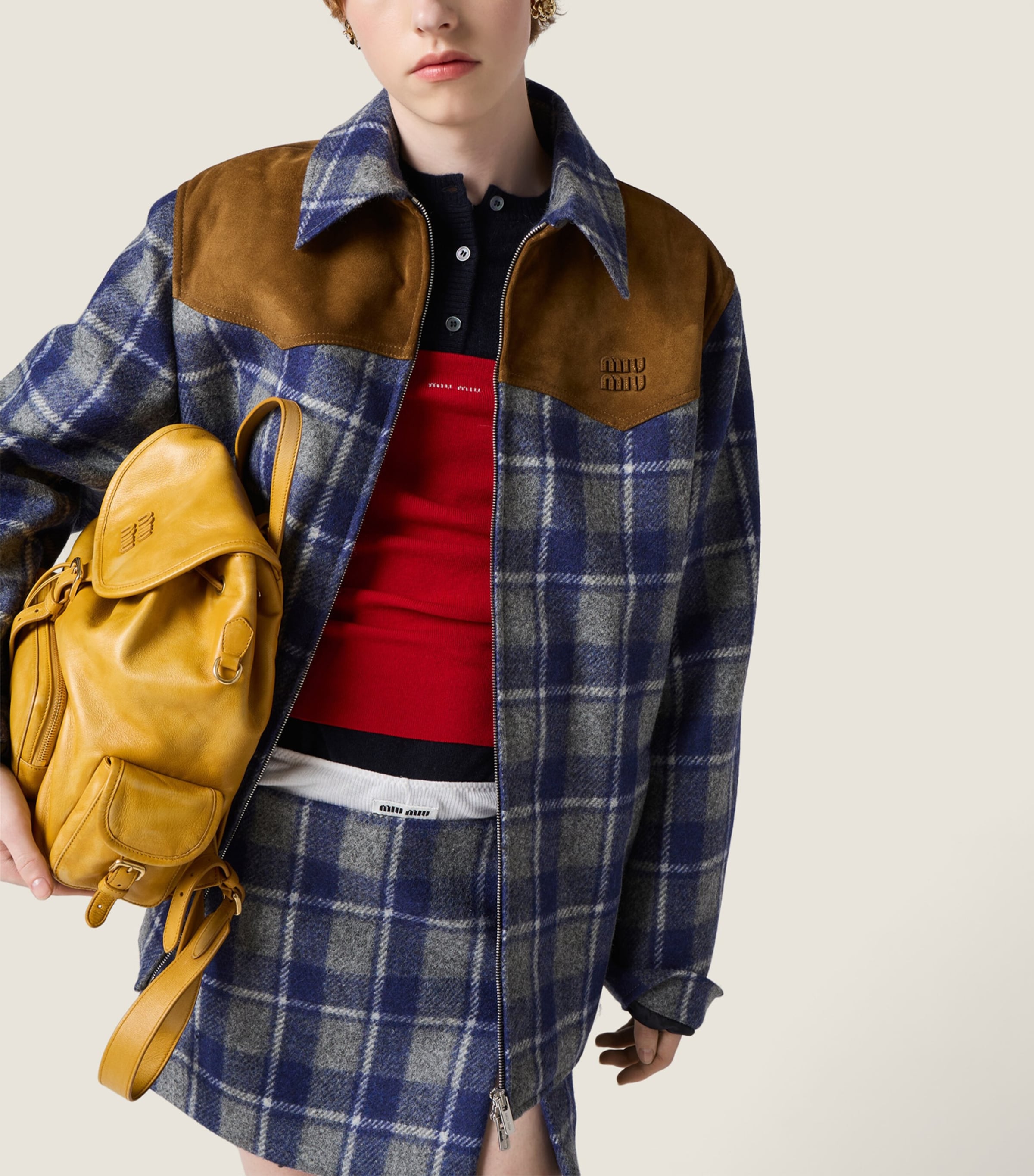 Miu Miu Womens Wool Check Jacket Image 5