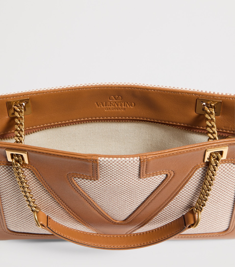 Small Canvas and Leather Viva Superstar Tote Bag 9QR Image 3