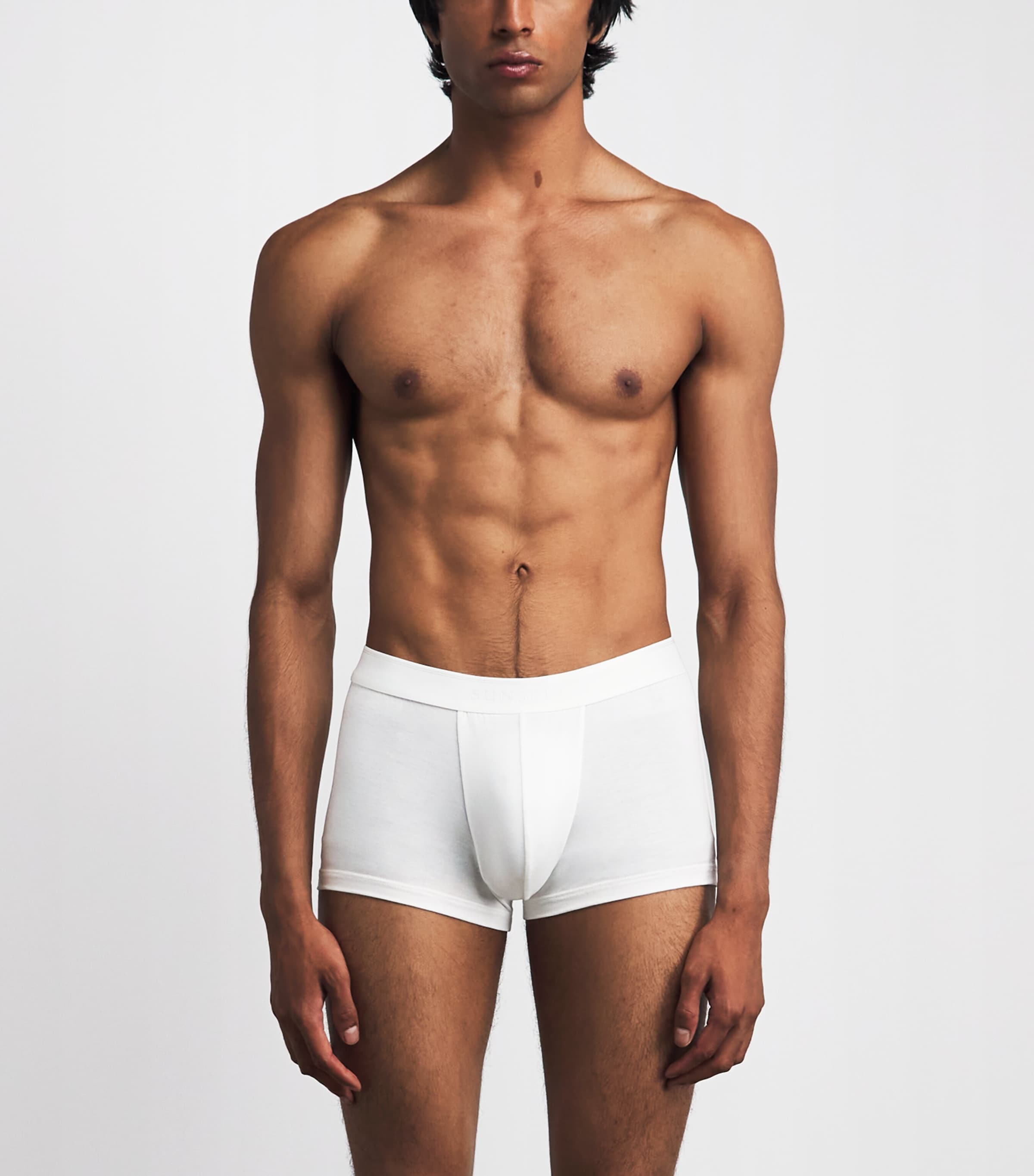 Sunspel Mens Stretch-Tencel Trunks Whaa White Image 2