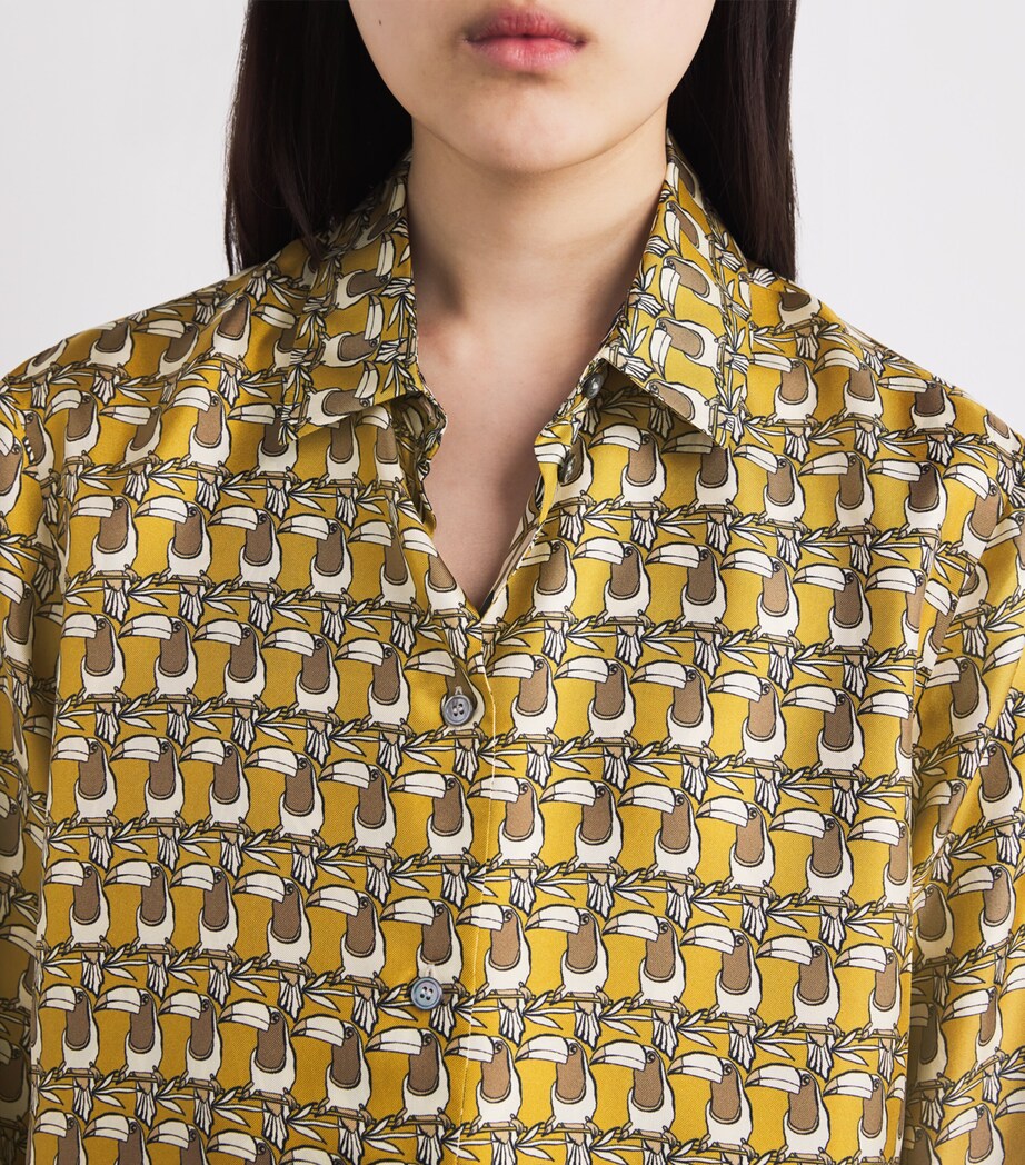 Silk Printed Shirt MUSTARD Image 7