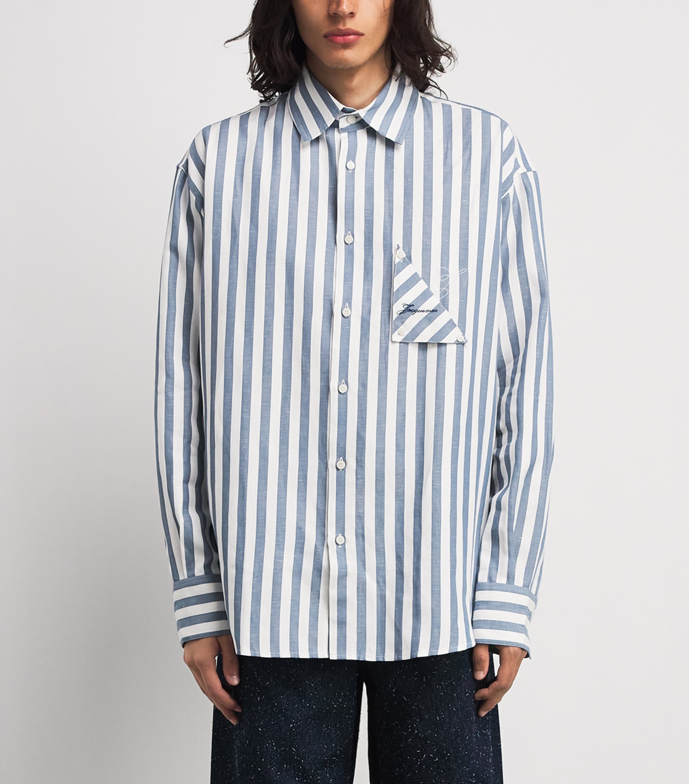 Jacquemus Mens Cotton-Linen Voilier Shirt Jcqrd Strp Blu O Image 4