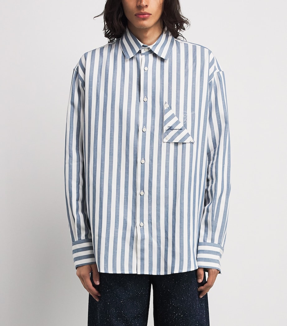 Jacquemus Mens Cotton-Linen Voilier Shirt Jcqrd Strp Blu O Image 4