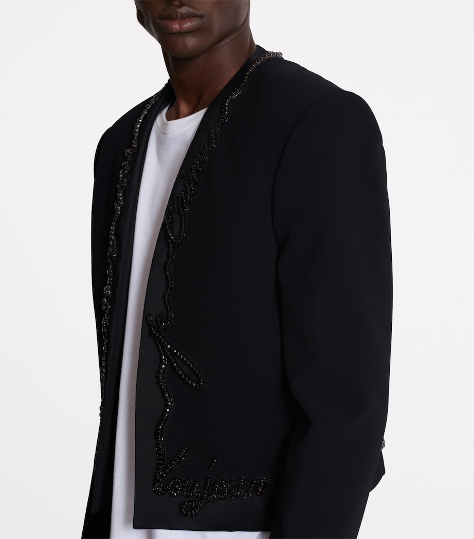 Crepe Embroidered Cropped Jacket 0PA NOIR Image 8