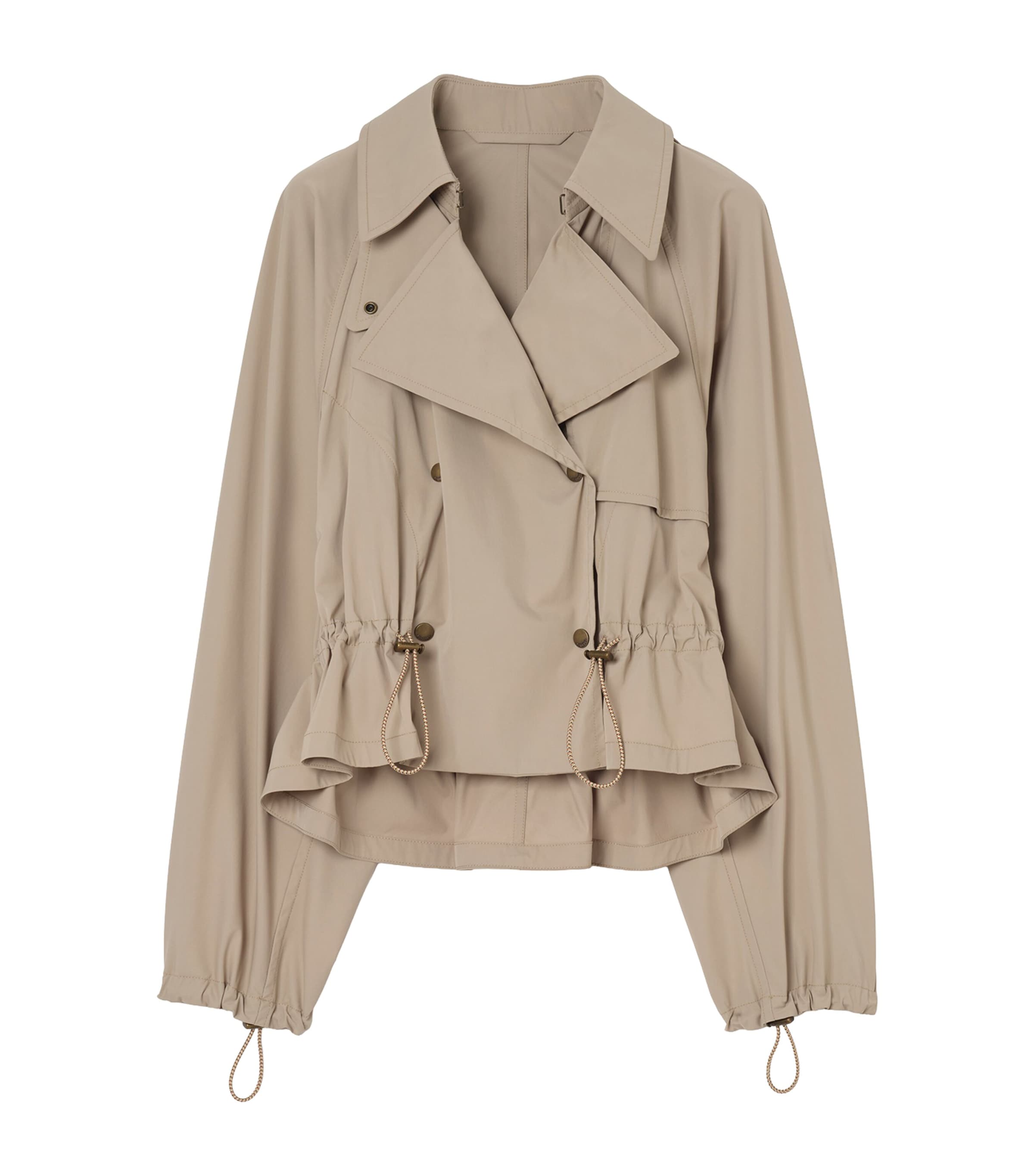 Burberry Womens Hooded Rosewin Trench Jacket Saltmarsh Beige Image 1