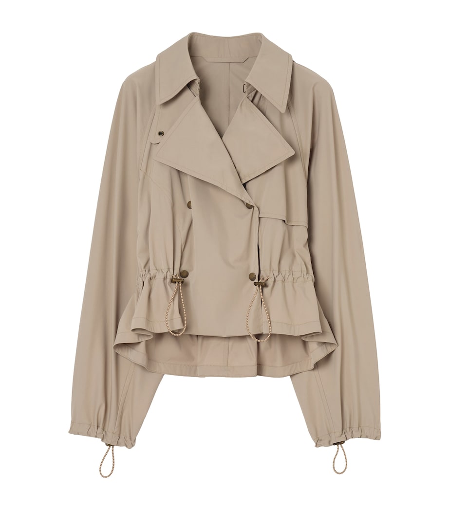 Burberry Womens Hooded Rosewin Trench Jacket Saltmarsh Beige Image 1