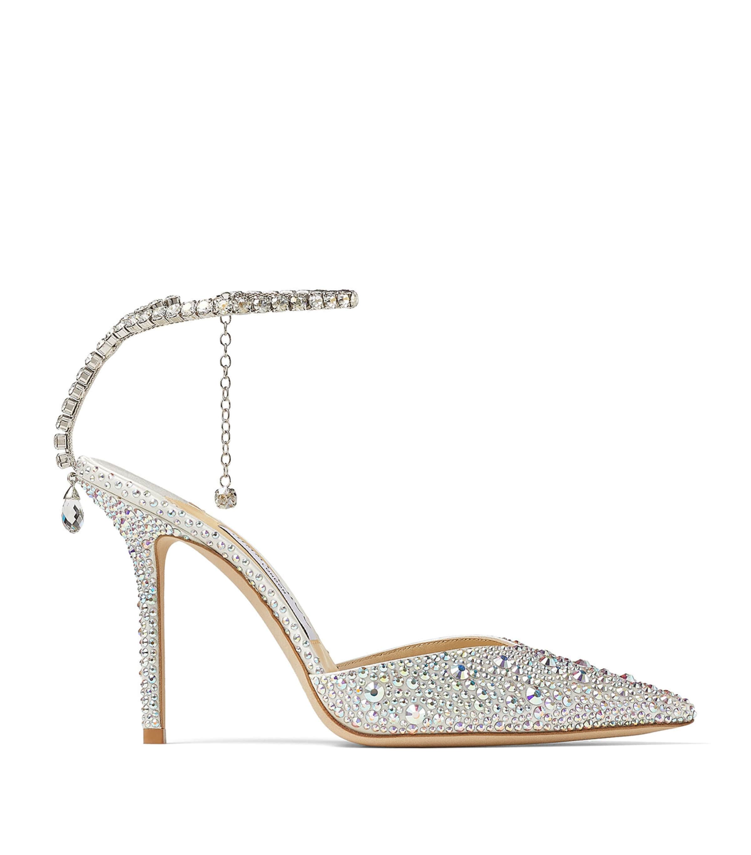 JIMMY CHOO★Saeda 100★メッシュ ホワイト クリスタル ポンプ Jimmy Choo 100mm Saeda crystal-embellished Pumps | White