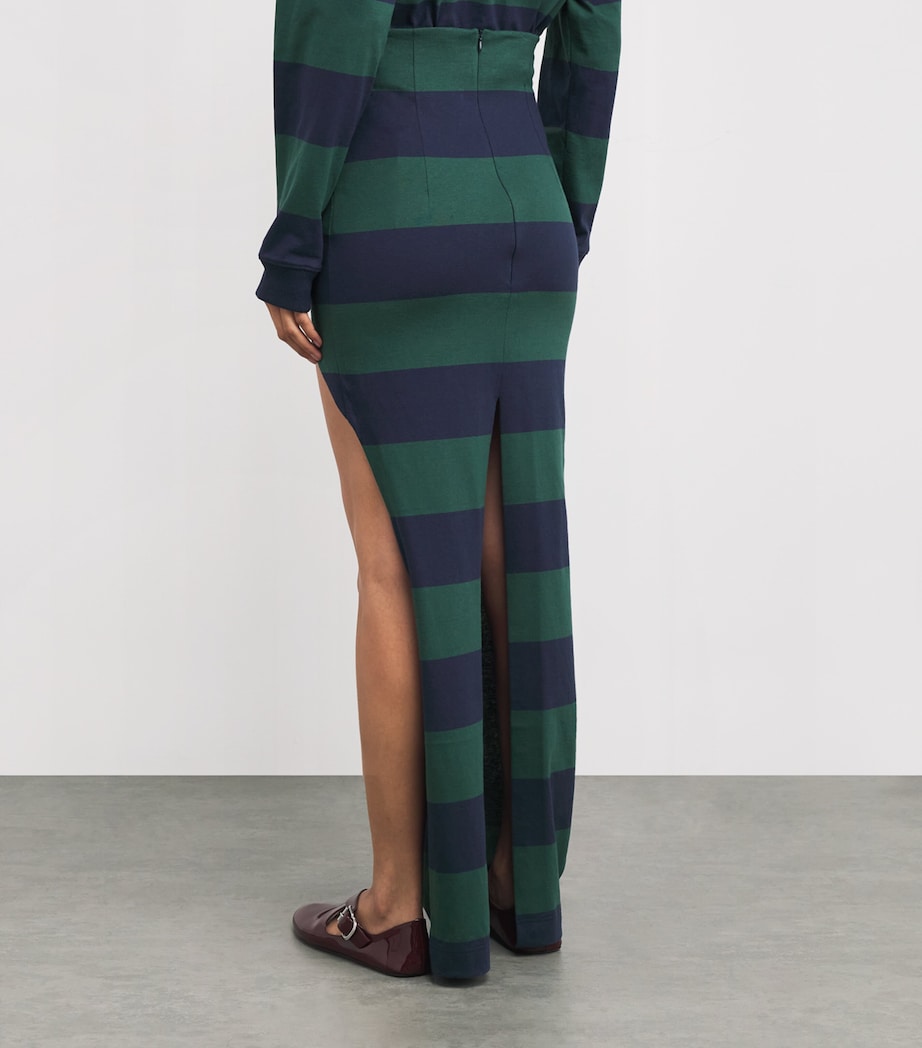 Cotton Stripe Cut-Out Maxi Skirt EMERALD GREEN/NAVY Image 4