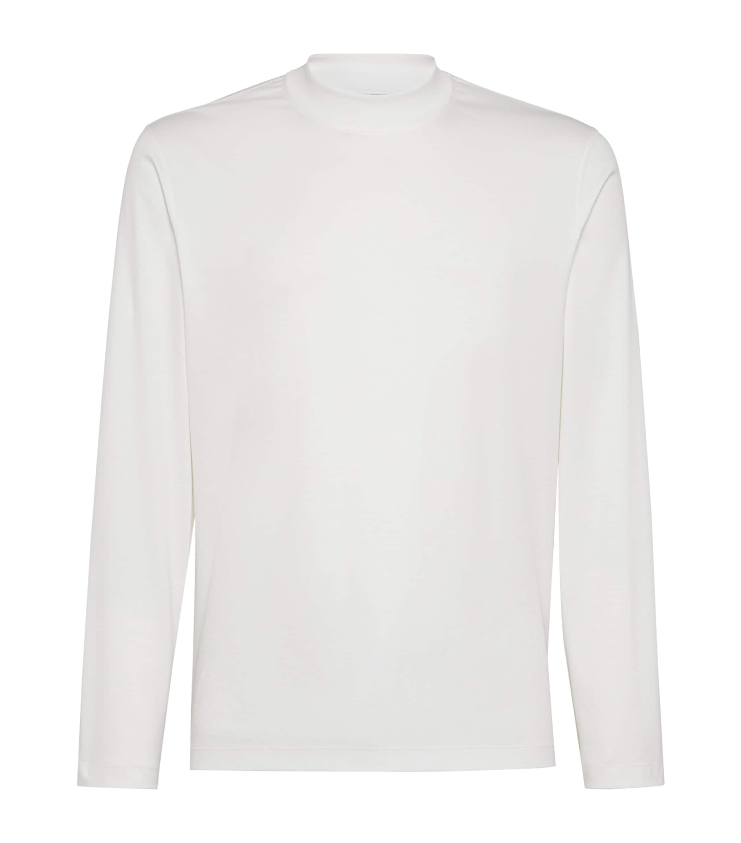 Brunello Cucinelli T-shirt Crew Neck Long Sleeves In White
