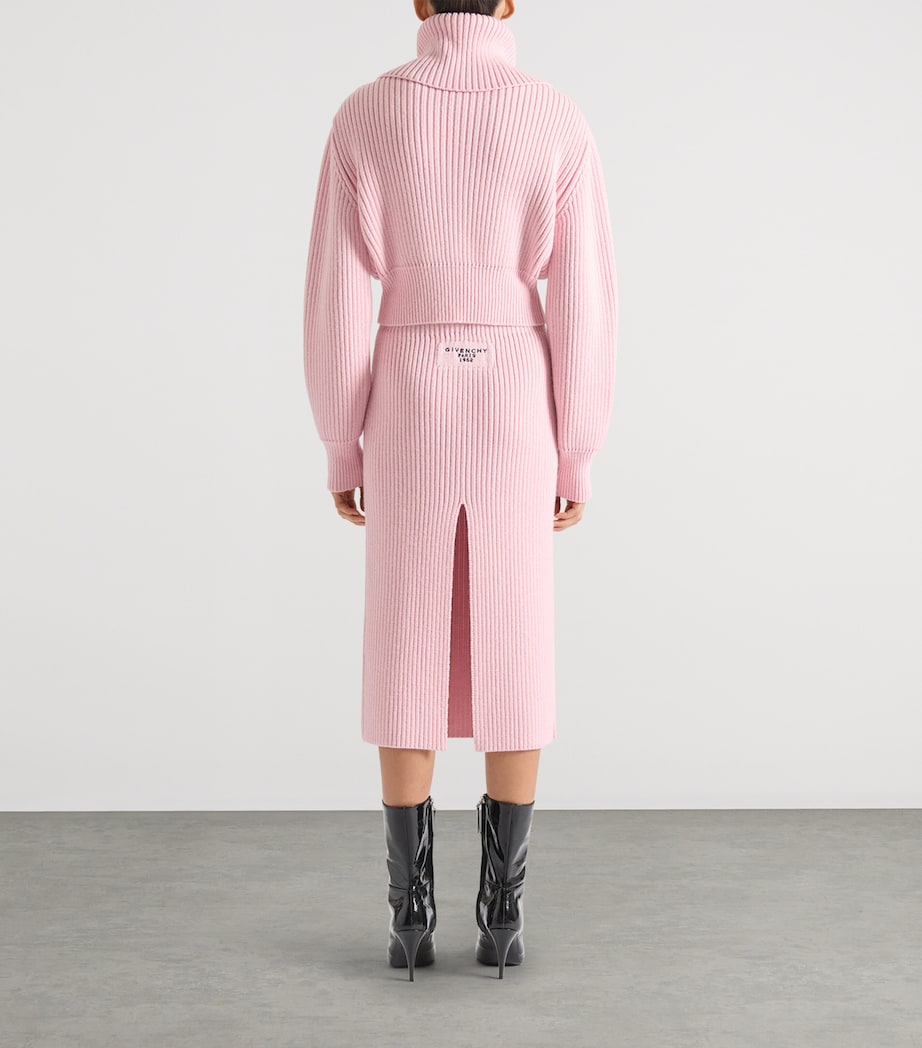 Wool-Blend Knitted Midi Skirt LIGHT PINK Image 2