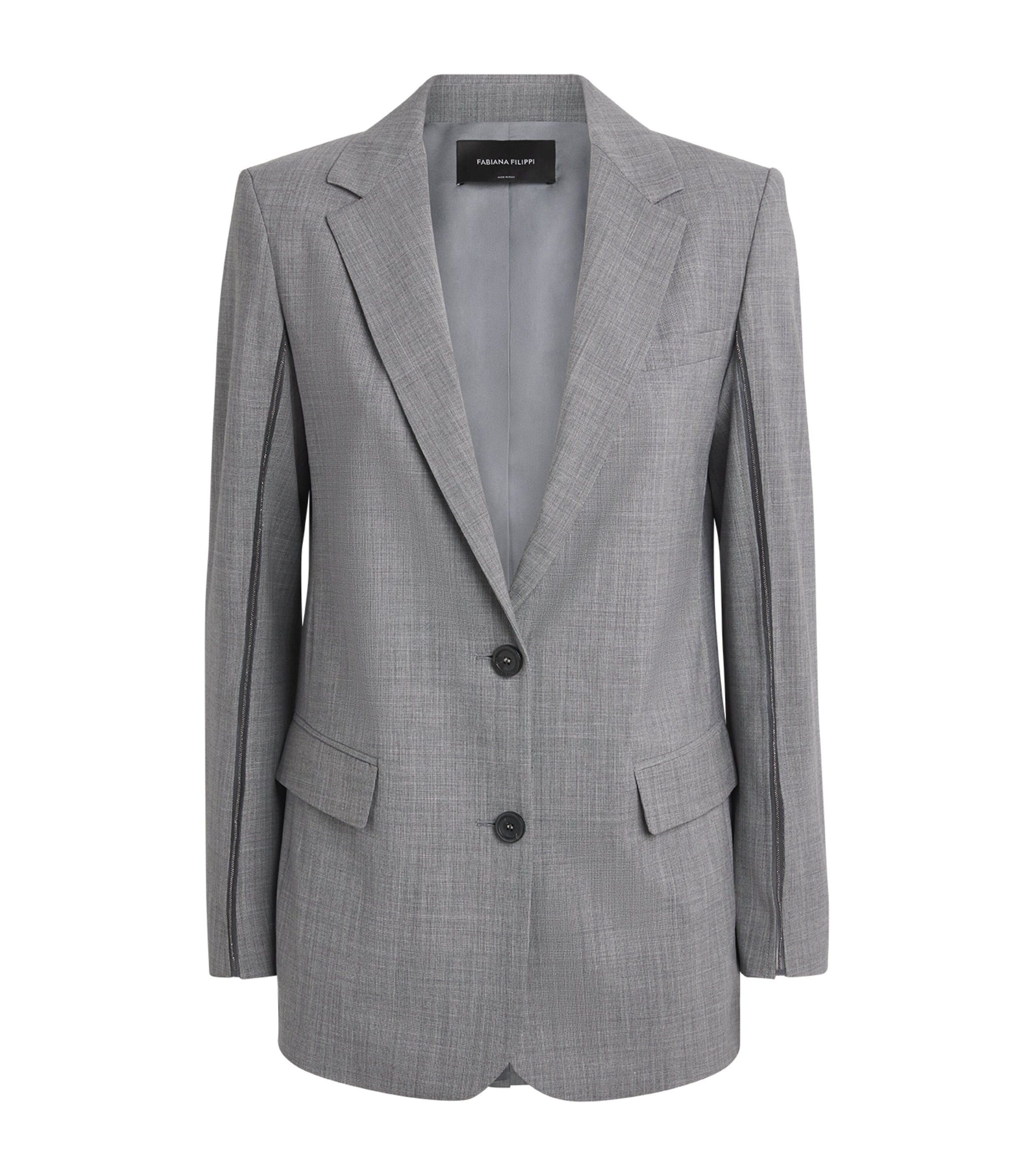 Fabiana Filippi Womens Embellished Wool-Blend Blazer Roccia Melange Image 1