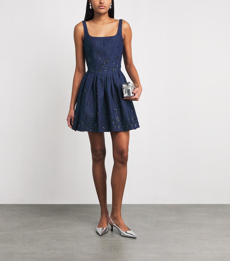 Maje Womens Denim Embellished Mini Dress Navy Image 2
