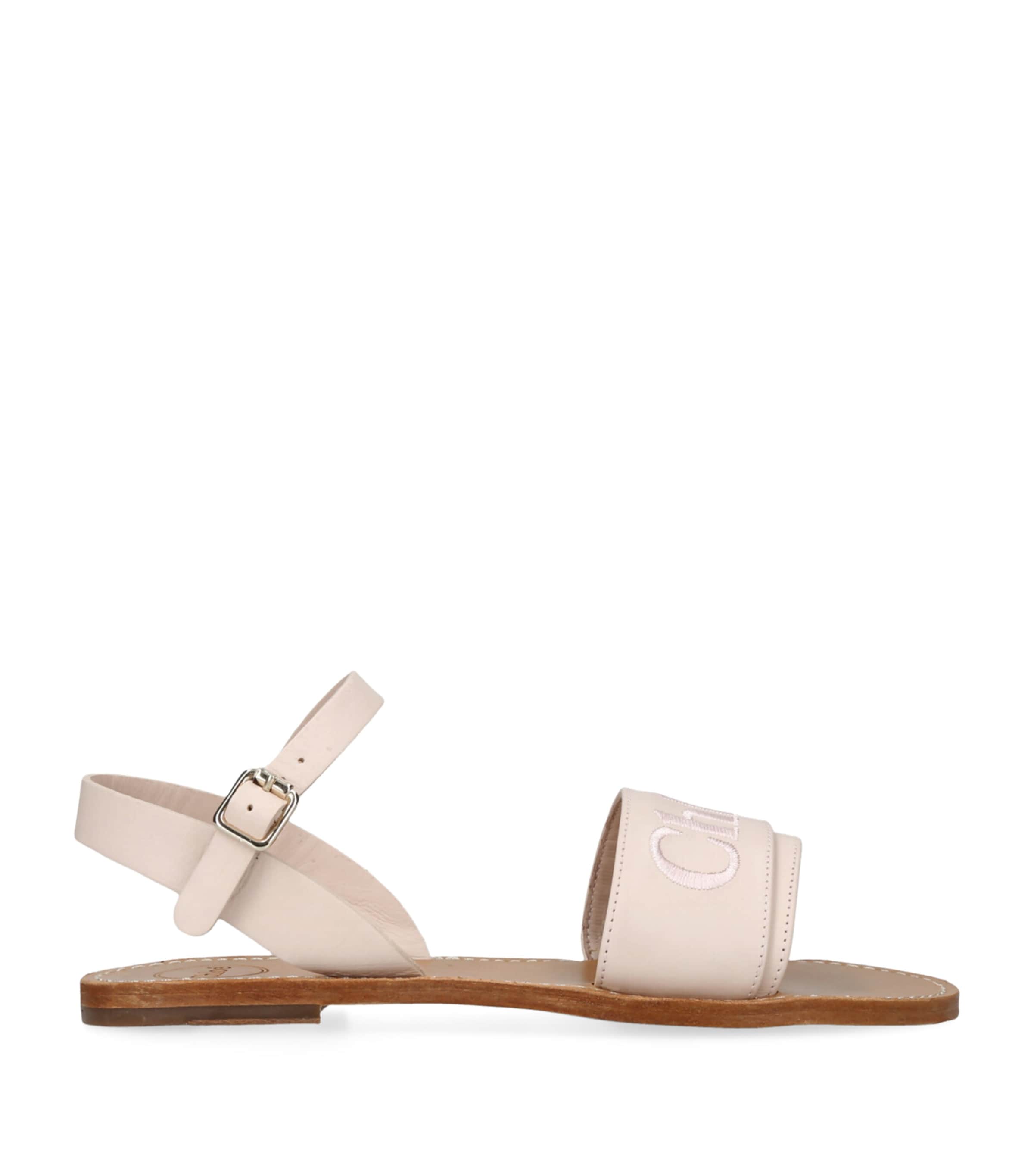 Shop Chloé Leather Logo Sandals In Pink