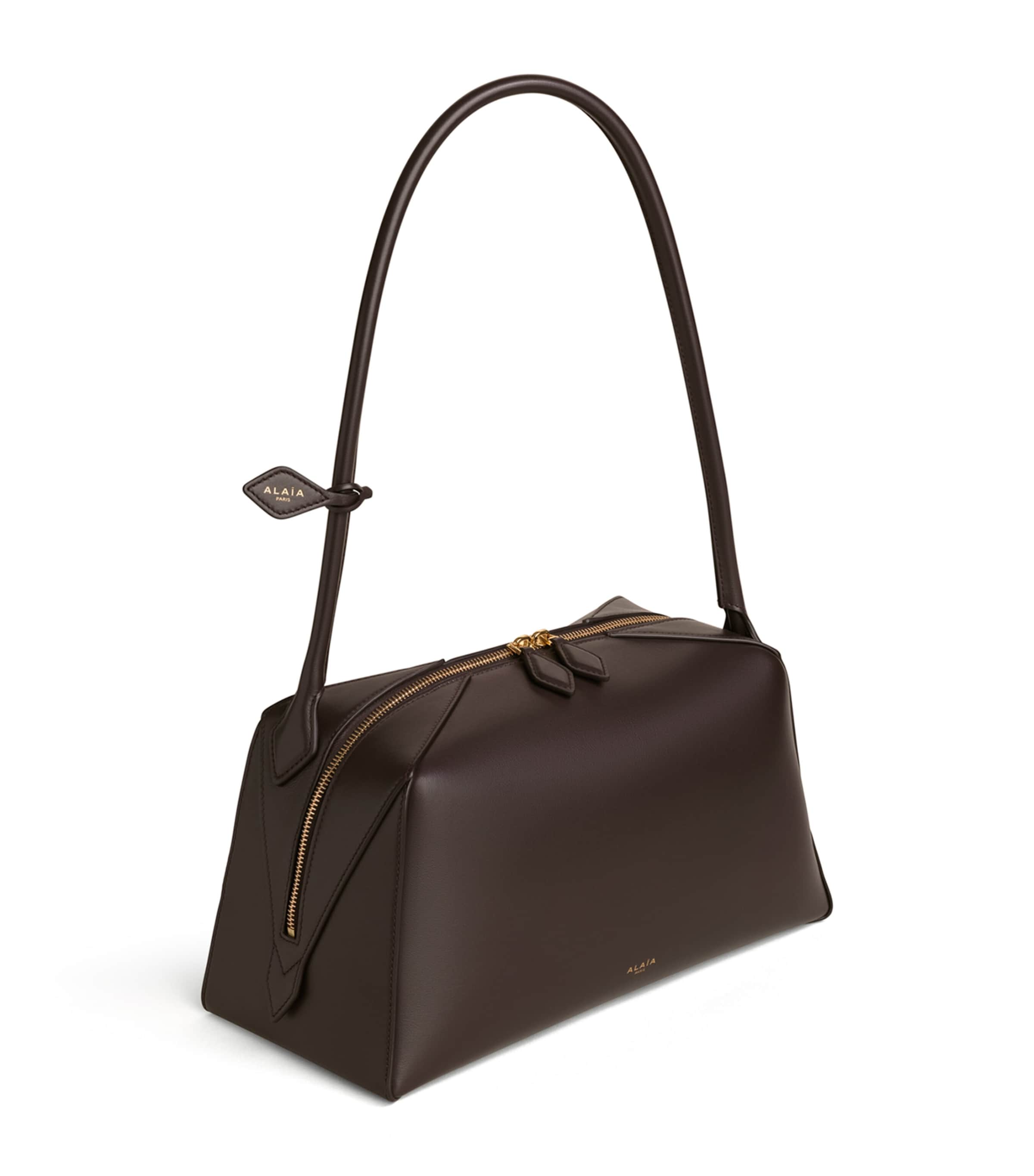 Alaïa Leather Le Bouledogue Shoulder Bag Dark Brown Image 2